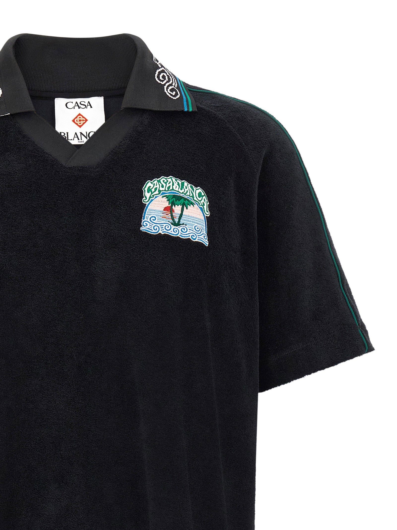 Casablanca Towelling Jacquard Polo Shirt – 100% cotton - view 3