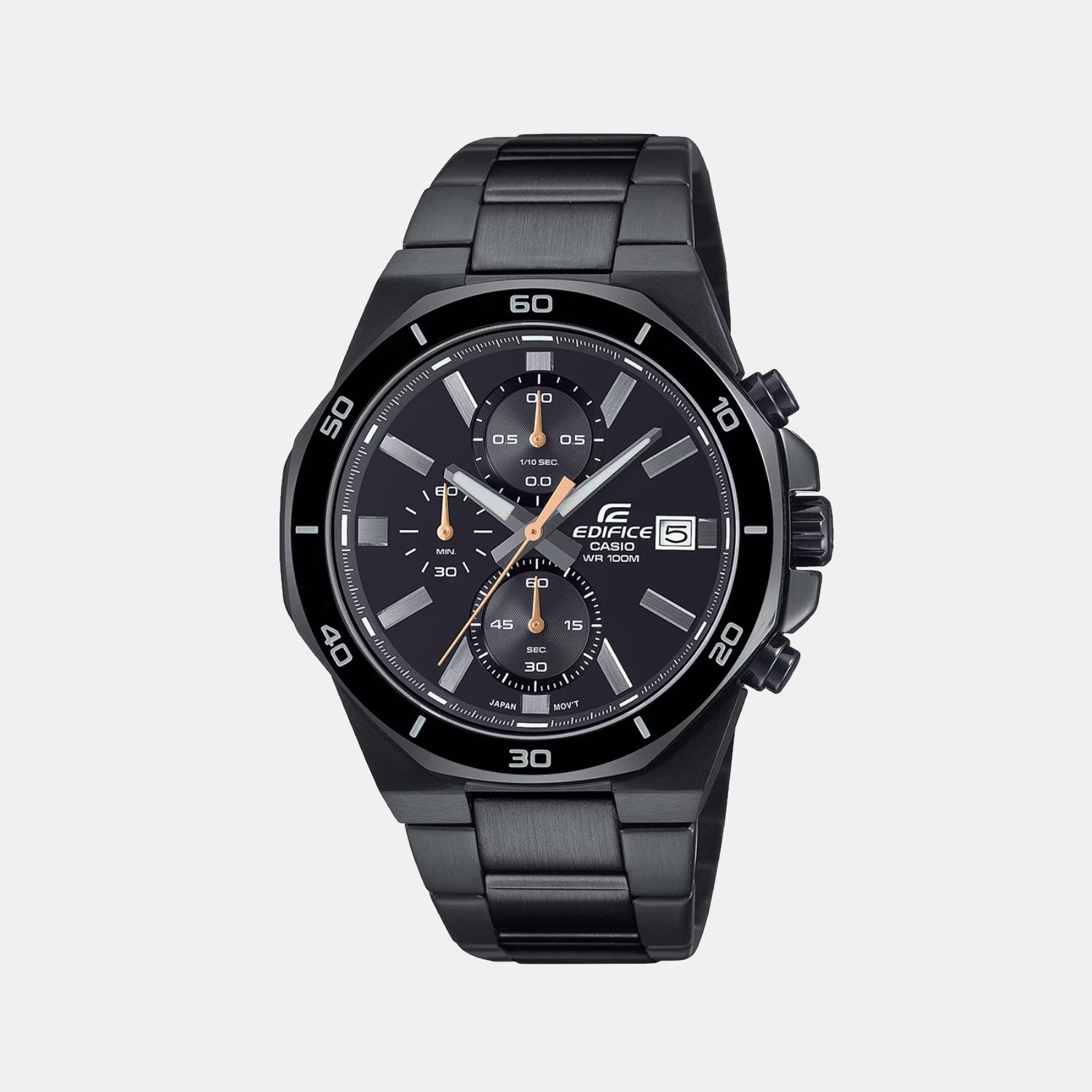 Casio Edifice Men Quartz Black Dial Chronograph Stainless Steel Watch ED638