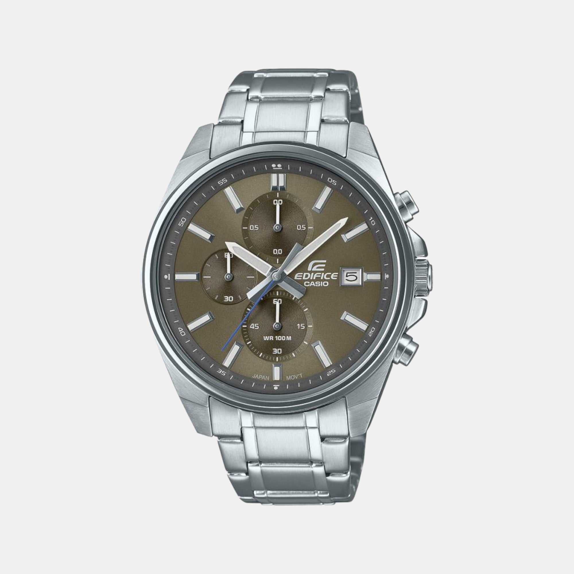 Casio Edifice Men Quartz Brown Dial Chronograph Stainless Steel Watch ED572