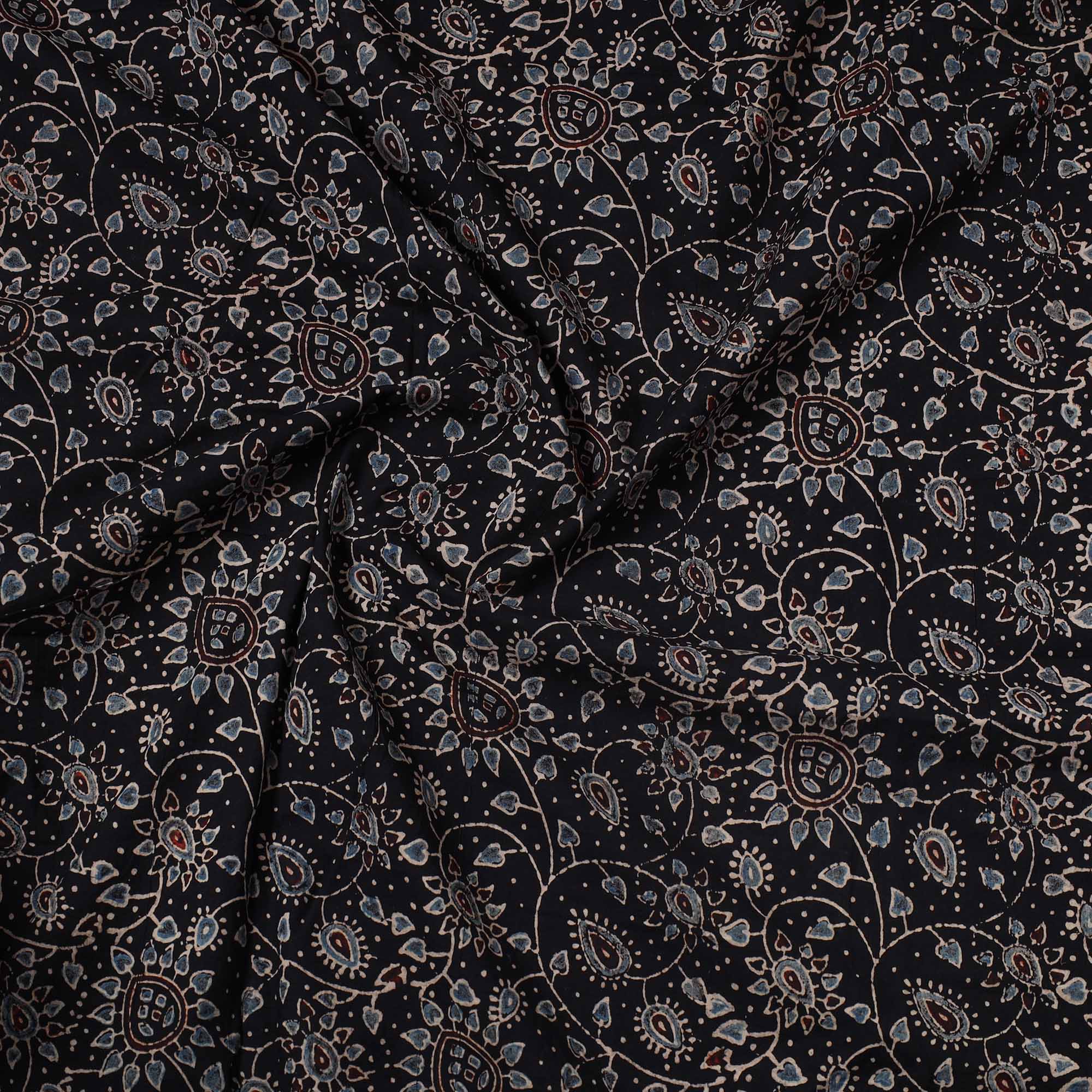 AJRAKH BY SUFIYAN ISMAIL KHATRI Ajrakh Block Printed Cotton Precut Fabric 05 - view 2