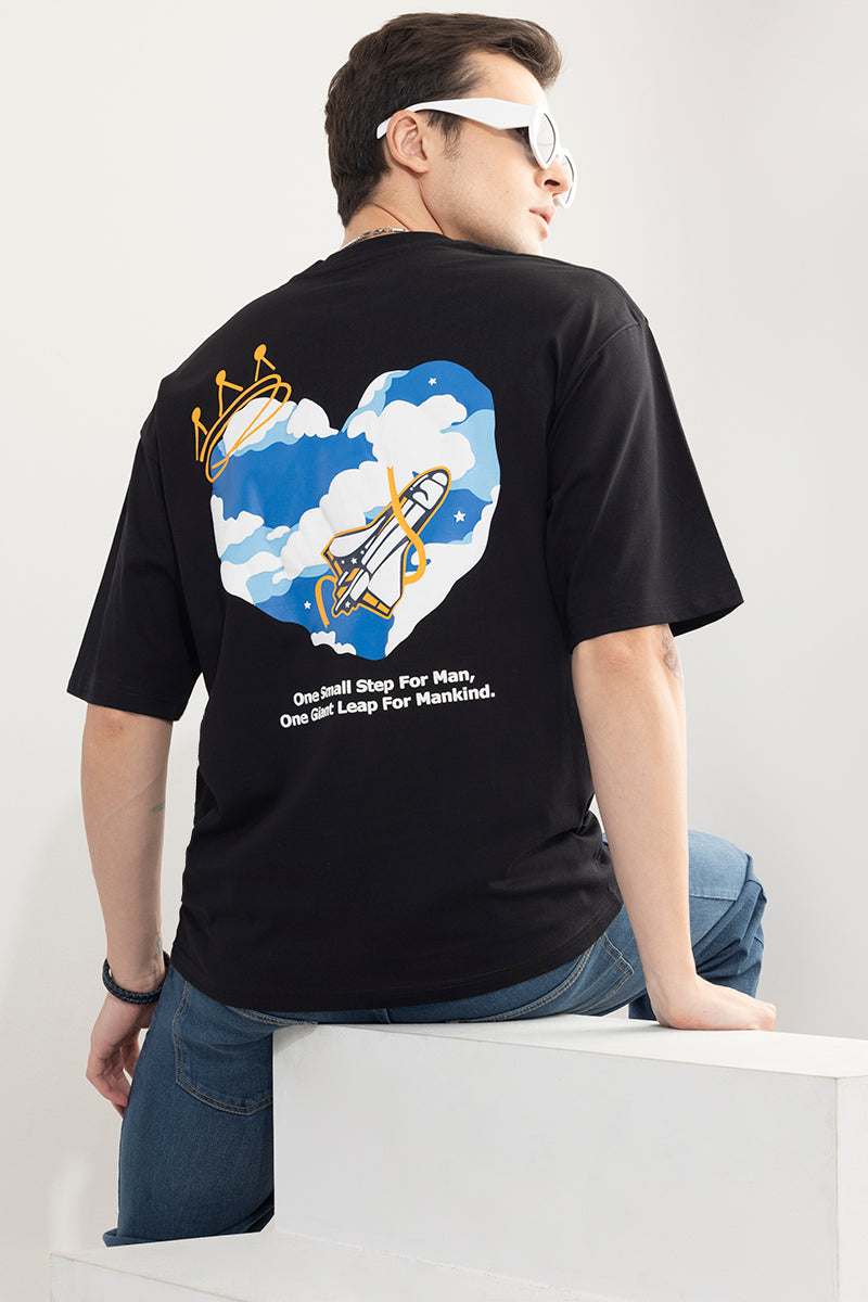 SNITCH One Small Step Black Oversized T-Shirt
