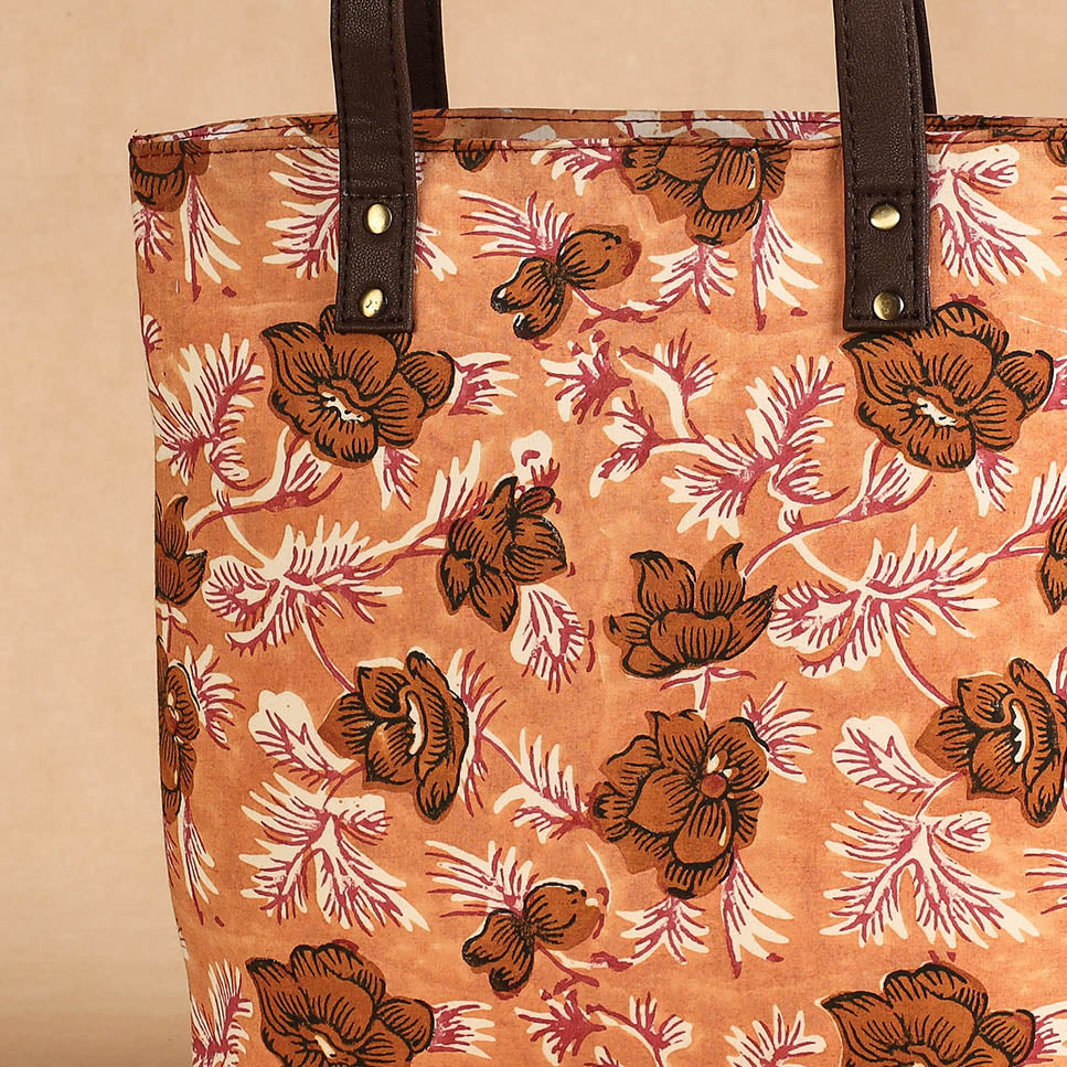 ITOKRI CRAFTS INITIATIVE Brown - Handcrafted Sanganeri Printed Leather Shoulder Bag - view 2