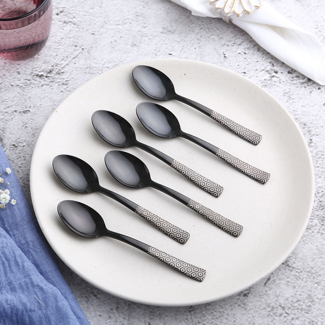 Wonderchef Roma Tea Spoon - Black - Set of 6pcs - view 2