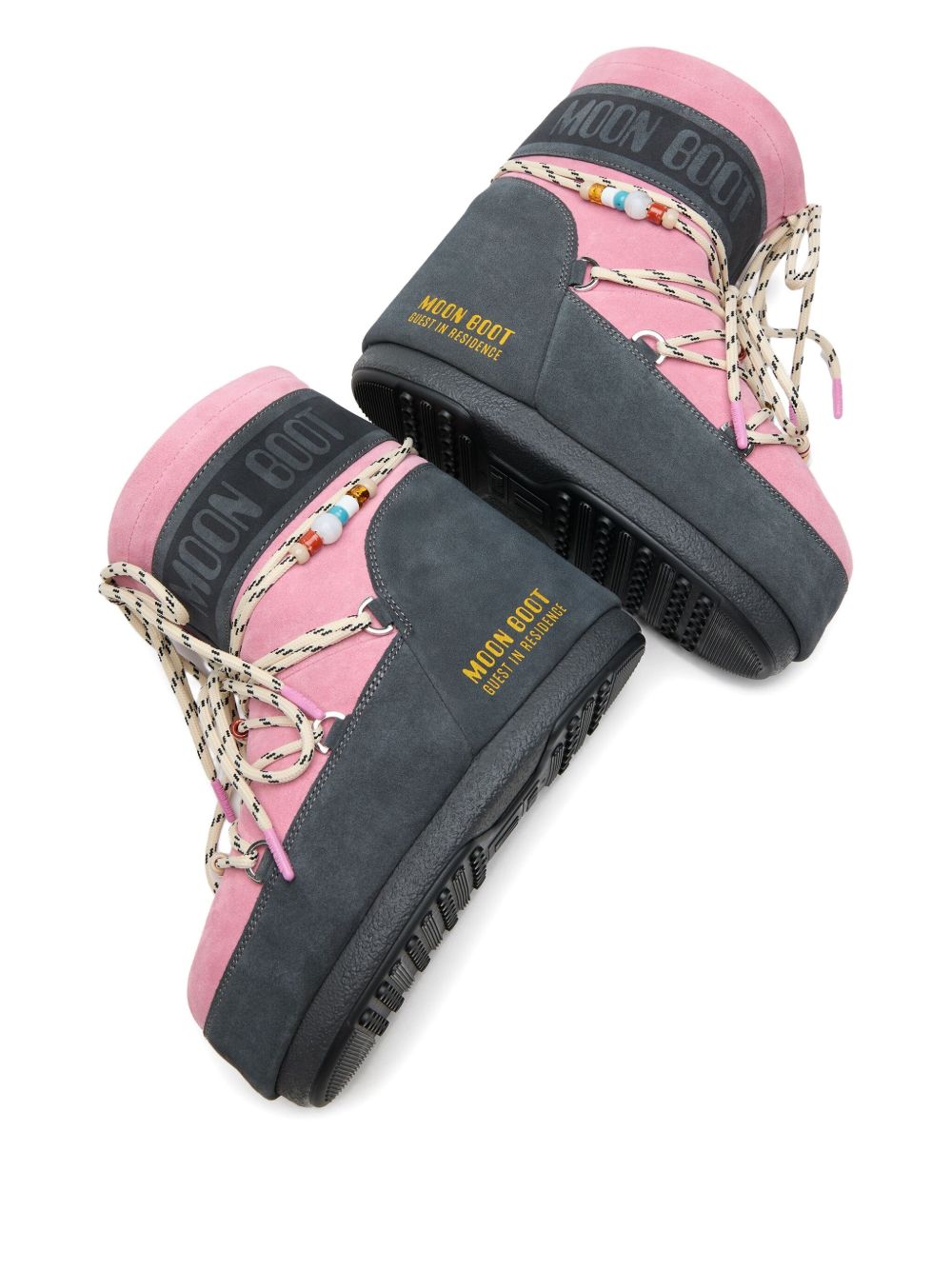 Moon Boot X Guest In Residence Low Grey And Pink Suede Beaded Icon Boot - view 2