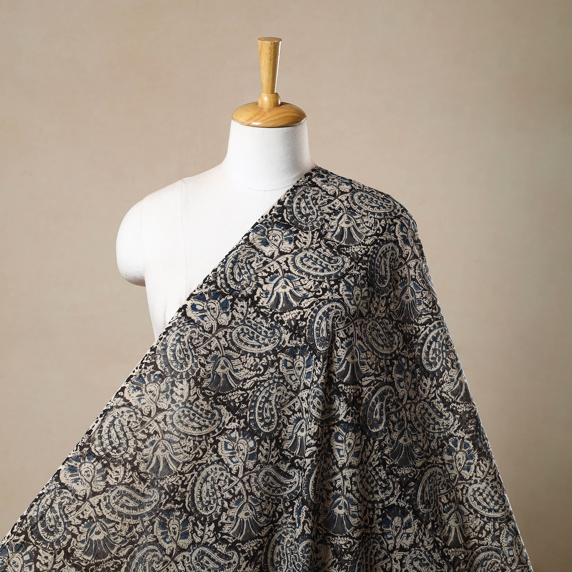 VENKATA BHANU KALAMKARI PEDANA Black - Pedana Hand Block Print Mul Cotton Kalamkari Fabric 07