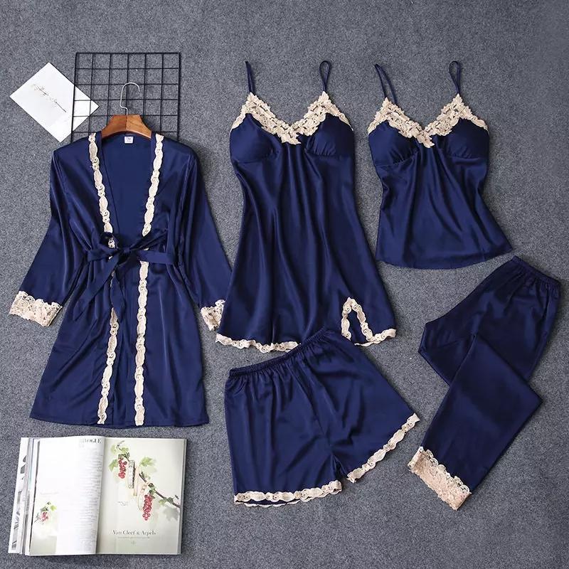 Alamode By Akanksha Luxury Lace 5 Piece Nightsets