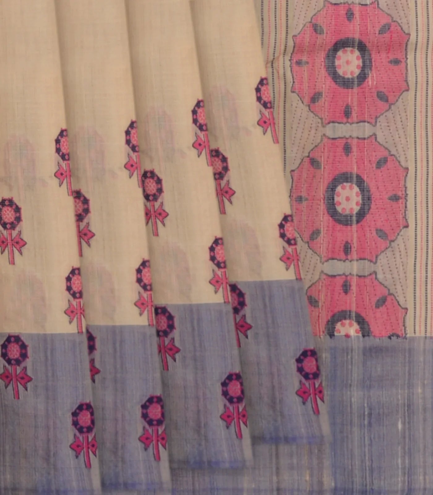 RmKV Cream Handwoven Tussar Silk Saree – Women's