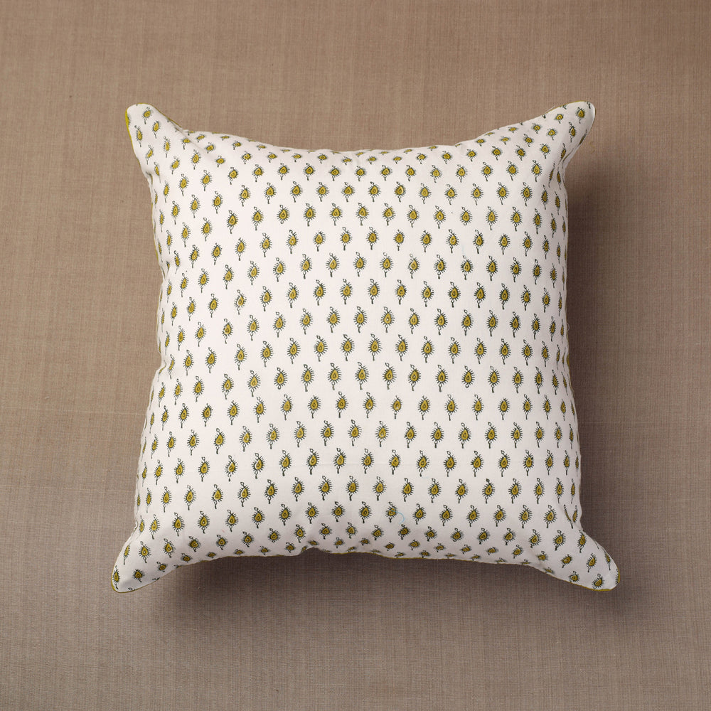 HAVELI CHRONICLES Beige - Sanganeri Block Printed Cotton Cushion Cover (16 x 16 in)