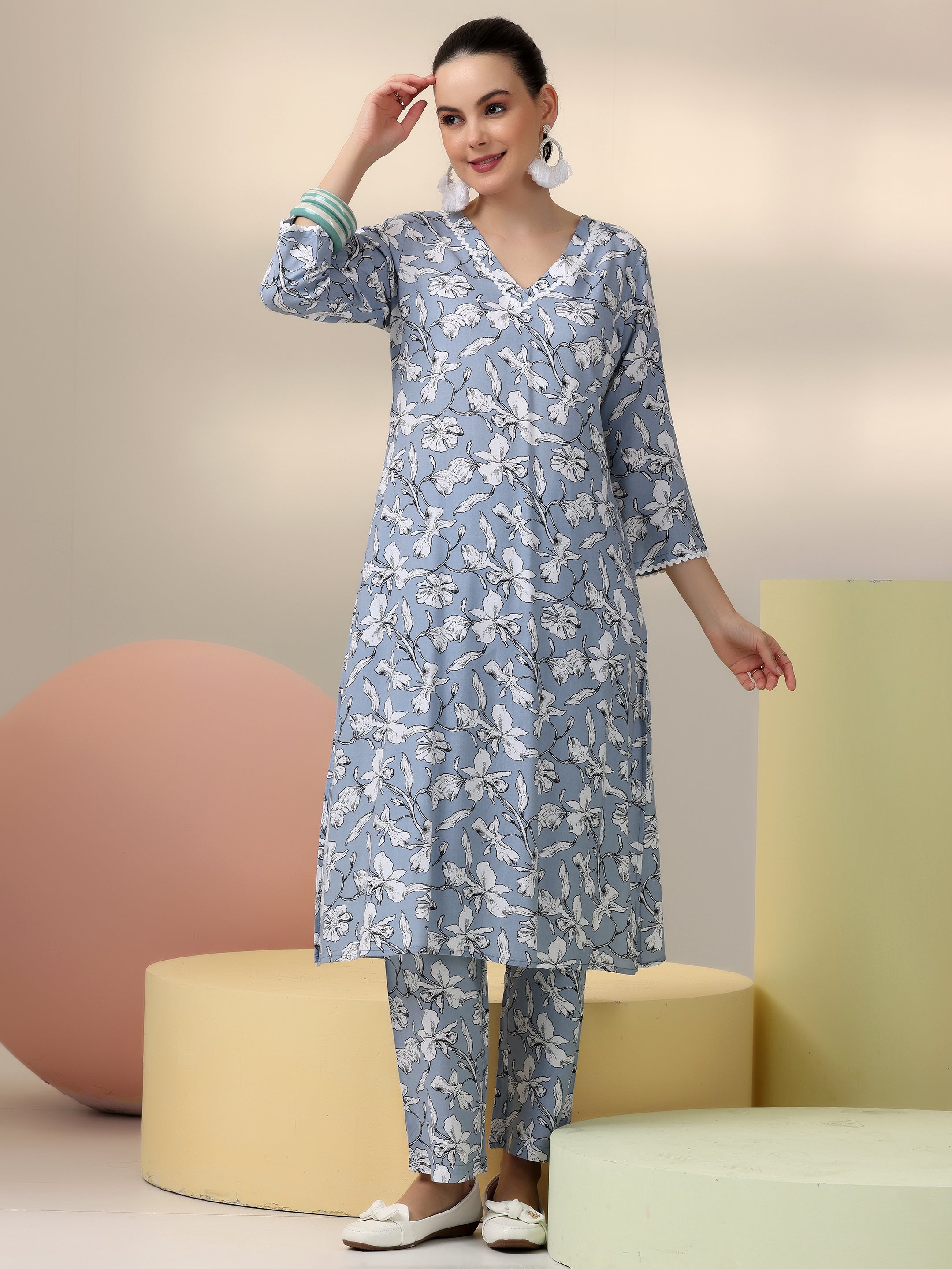 Libas Grey Printed Rayon Co-Ords - view 4