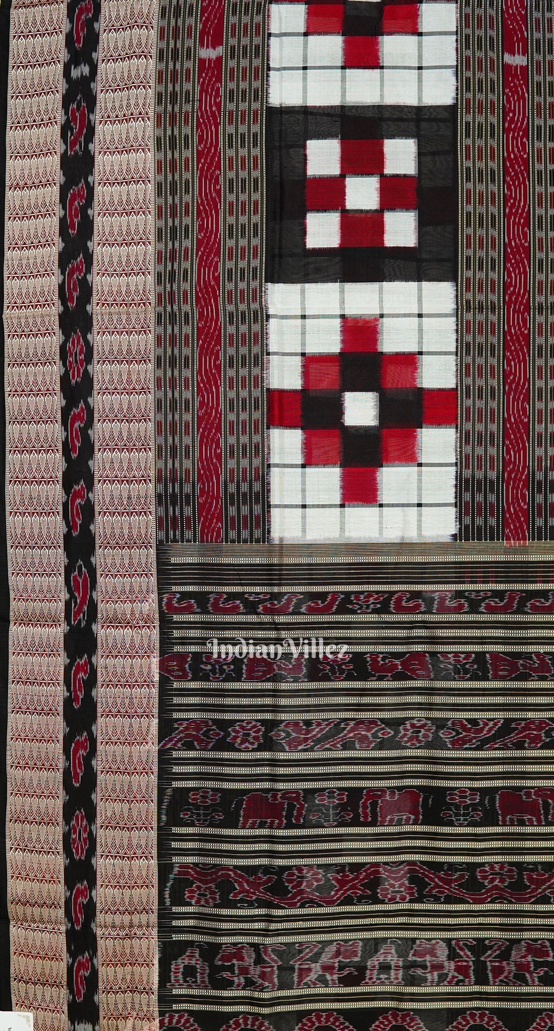 IndianVillèz Black White Pasapali Theme Bichitrapuri Silk Saree - view 4