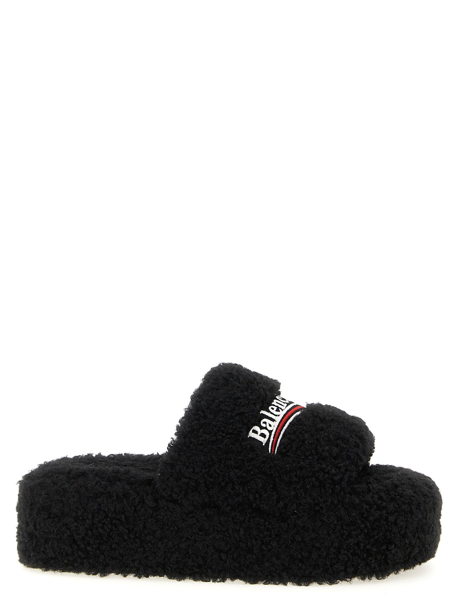 Balenciaga Furry Platform Slides – 100% polyester