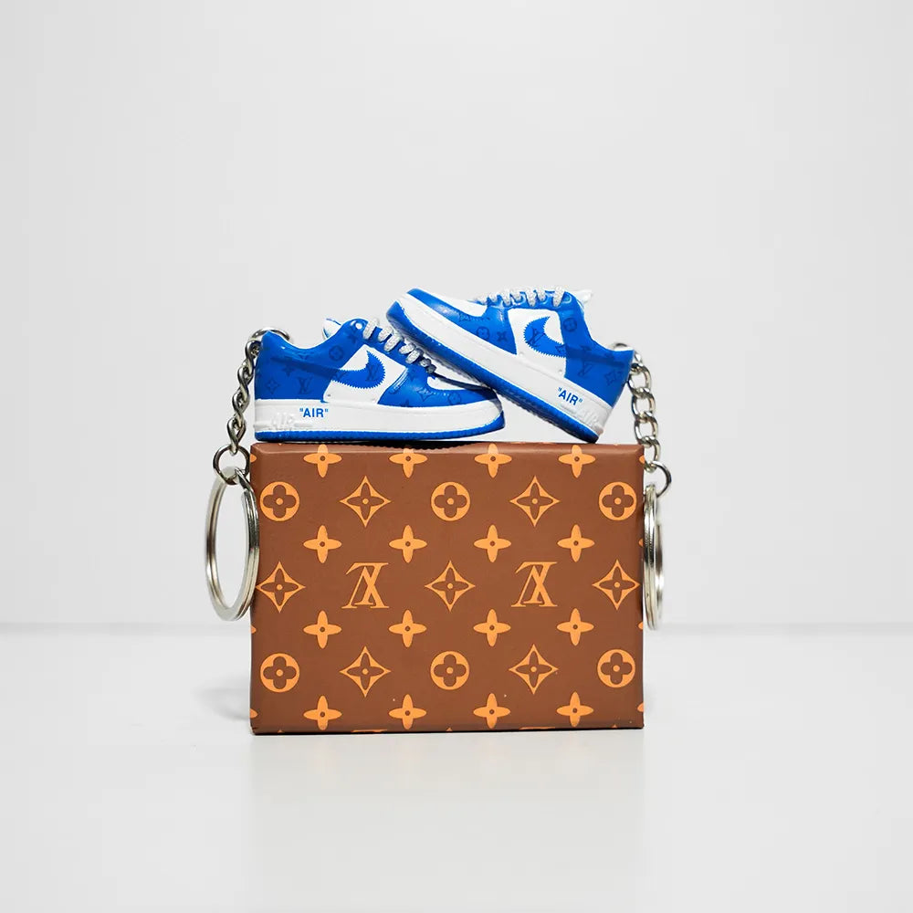 Kicks Machine 3D Sneaker Keychain With Box - Lv Trainer Blue