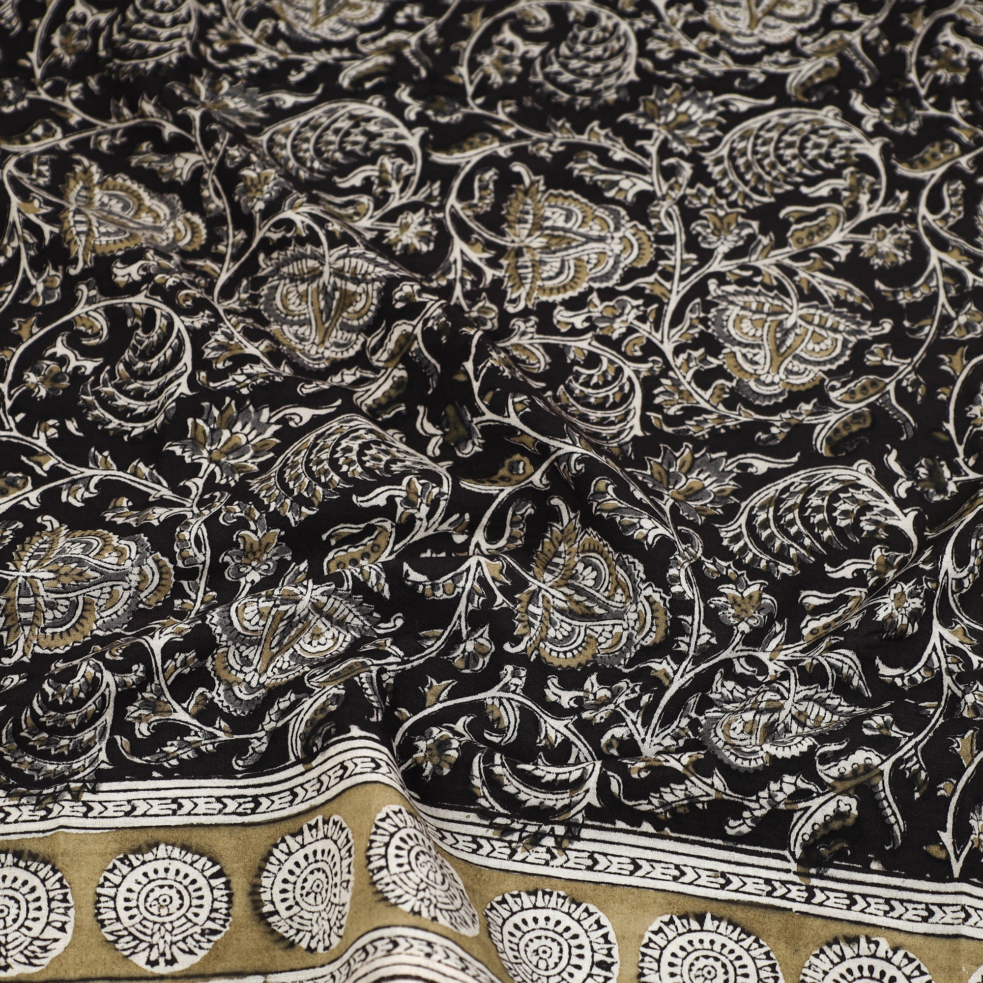 PITCHUKA SRINIVAS KALAMKARI PEDANA Black - Pedana Kalamkari Block Printed Natural Dyed Cotton Scarf 78 - view 2
