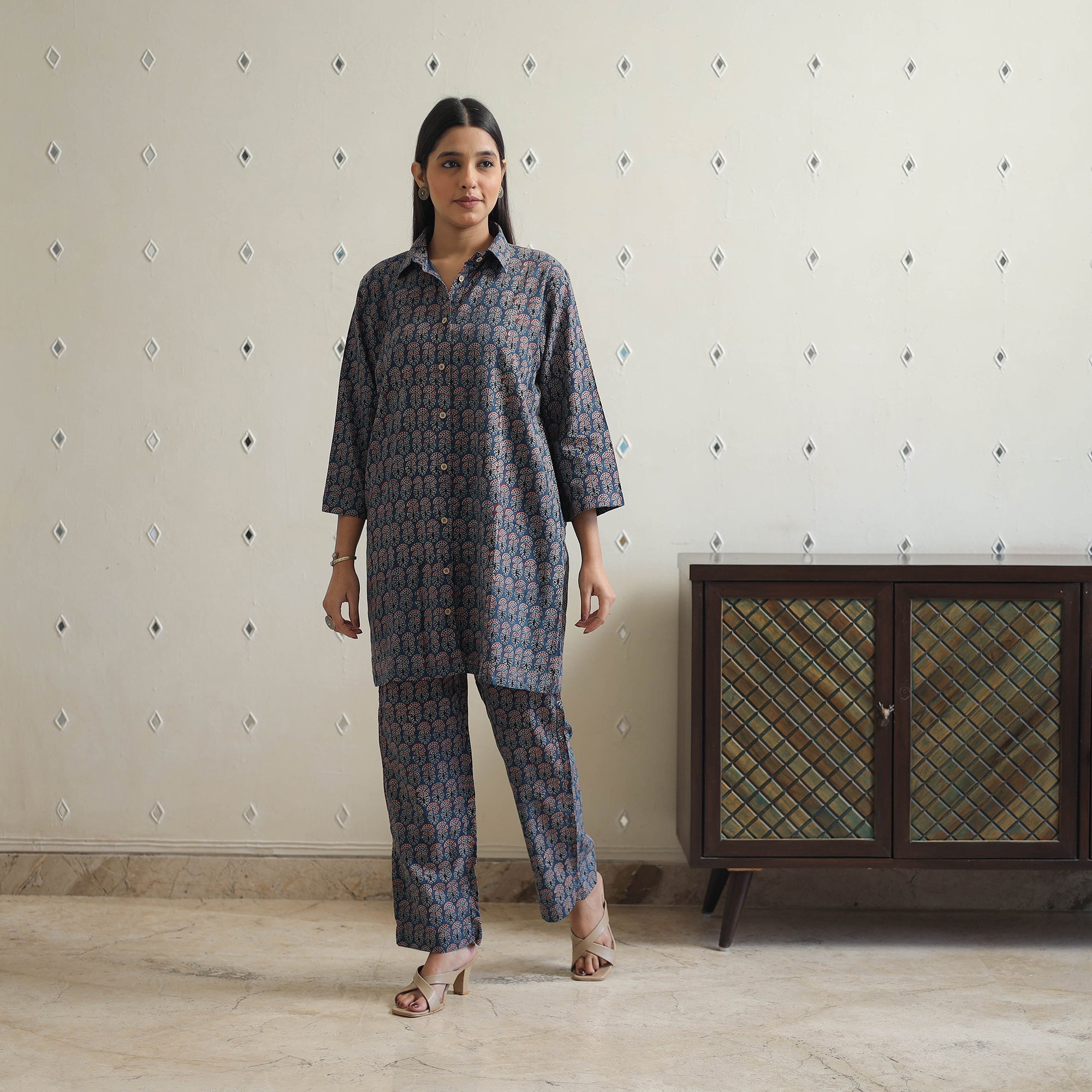 ITOKRI CASUALS Blue - Block Printed Cotton Ajrakh Co-ord Set 02 - view 2