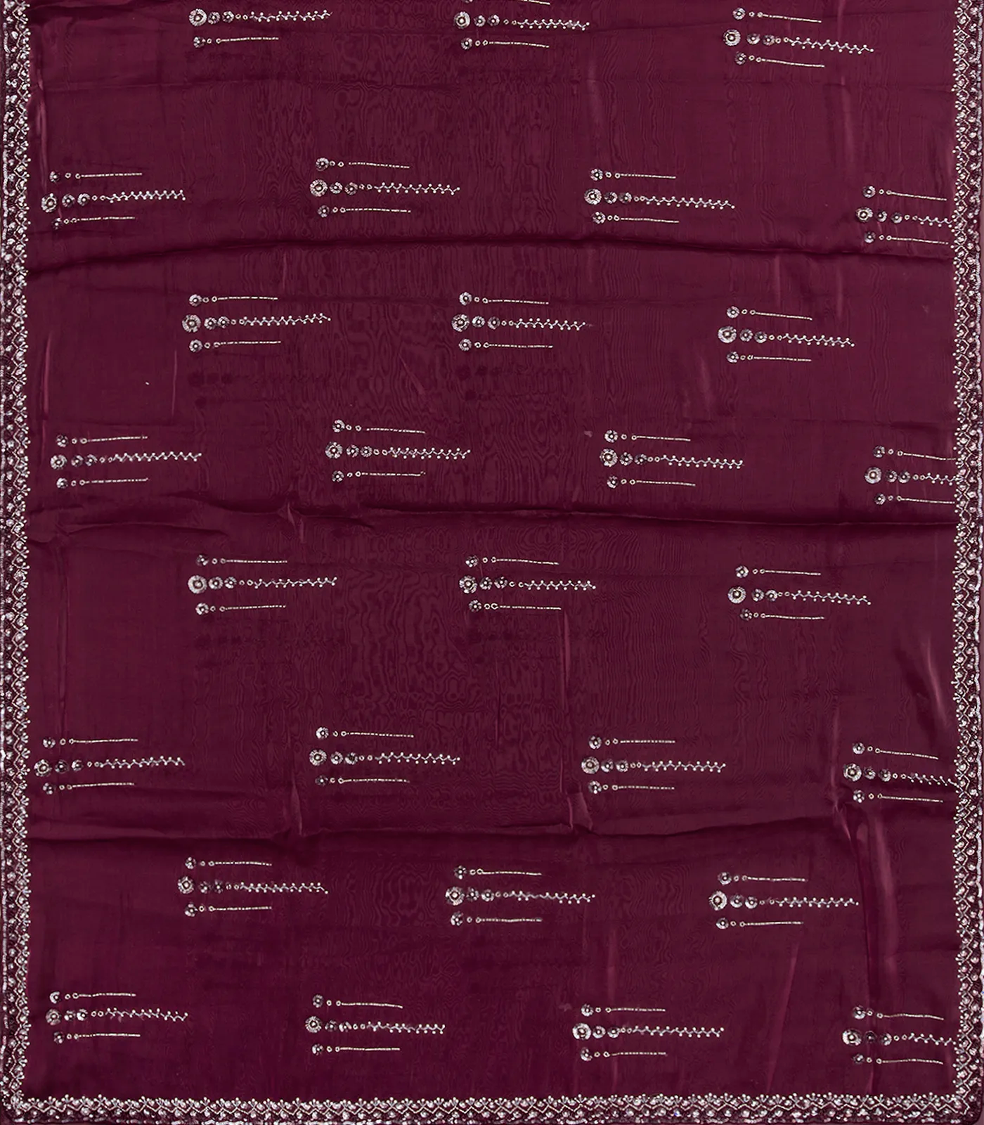 RmKV Burgundy Woven Viscose Saree With Embroidered Sequin Motifs-Burgundy - view 2