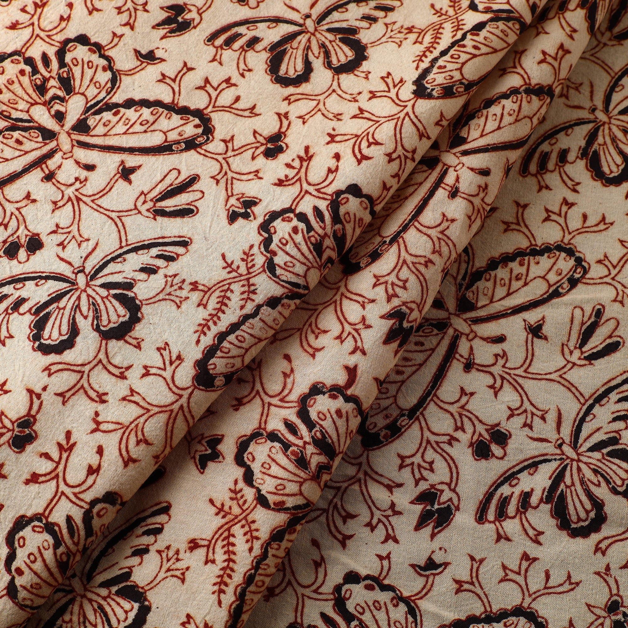 PITCHUKA SRINIVAS KALAMKARI PEDANA Beige - Block Print Cotton Pedana Kalamkari Fabric 12 - view 2