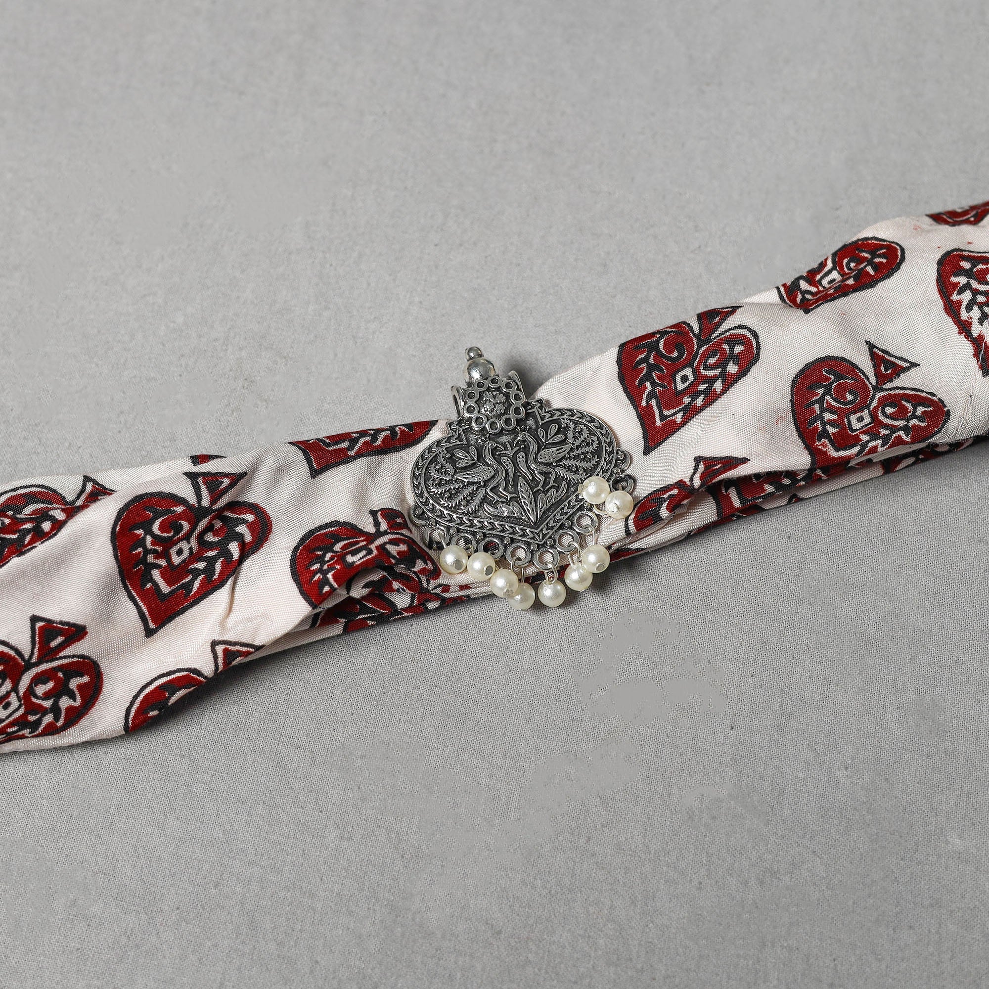 HAVELI CHRONICLES Block Printed Modal Silk Pendant Necklace Scarf 37 - view 2