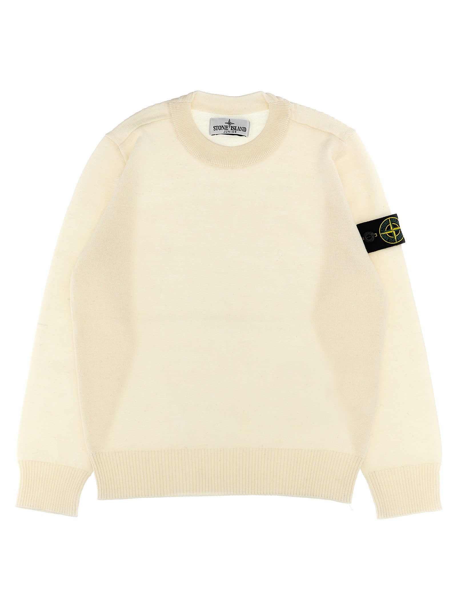 Stone Island Junior Logo Patch Sweater – 100% virgin wool