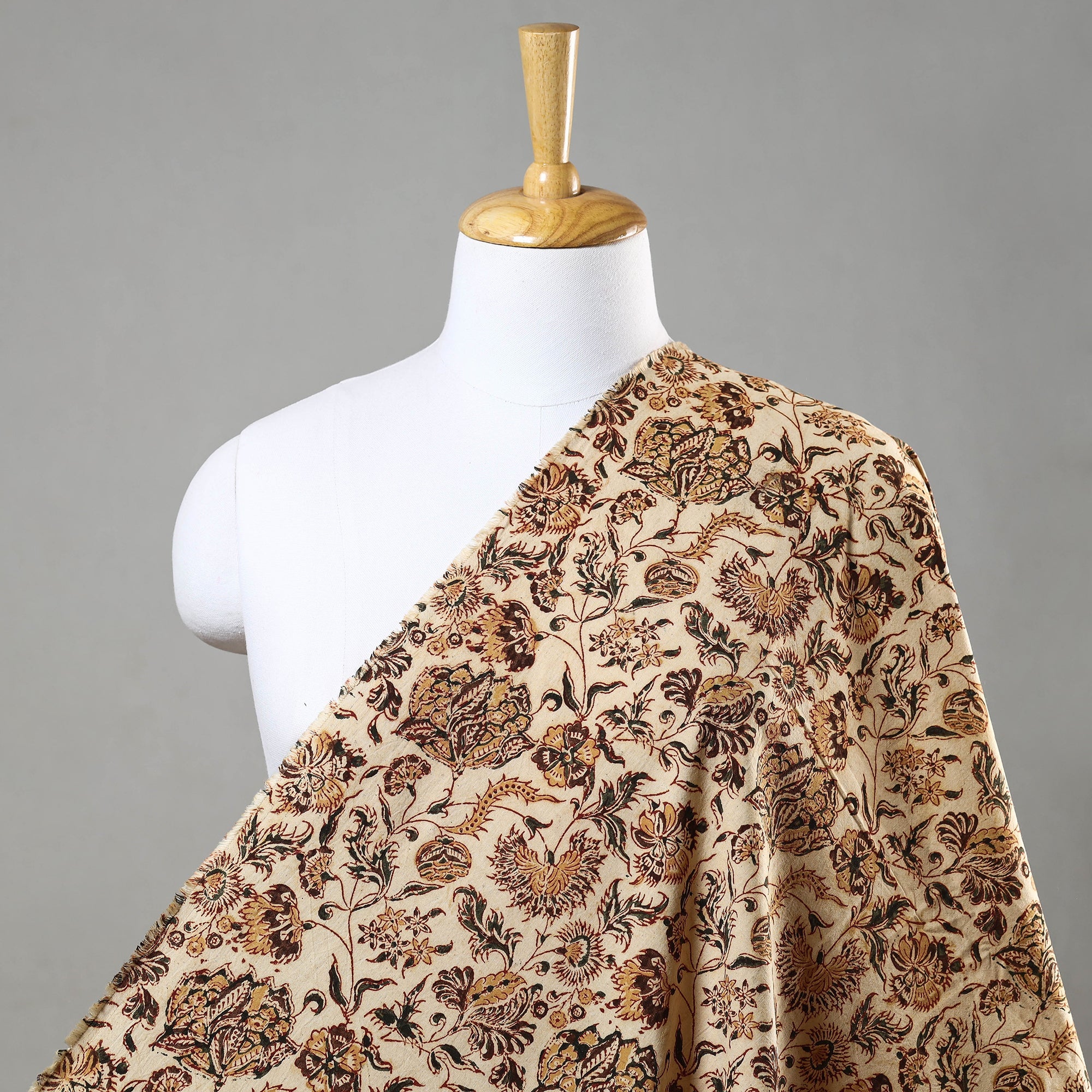PITCHUKA SRINIVAS KALAMKARI PEDANA Beige - Pedana Kalamkari Block Printed Cotton Fabric