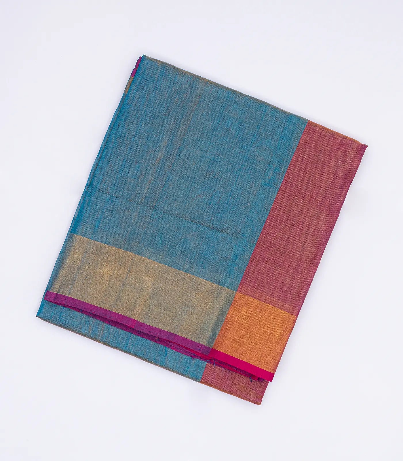 RmKV Blue Handloom Uppada Plain Silk Saree With Pink Border