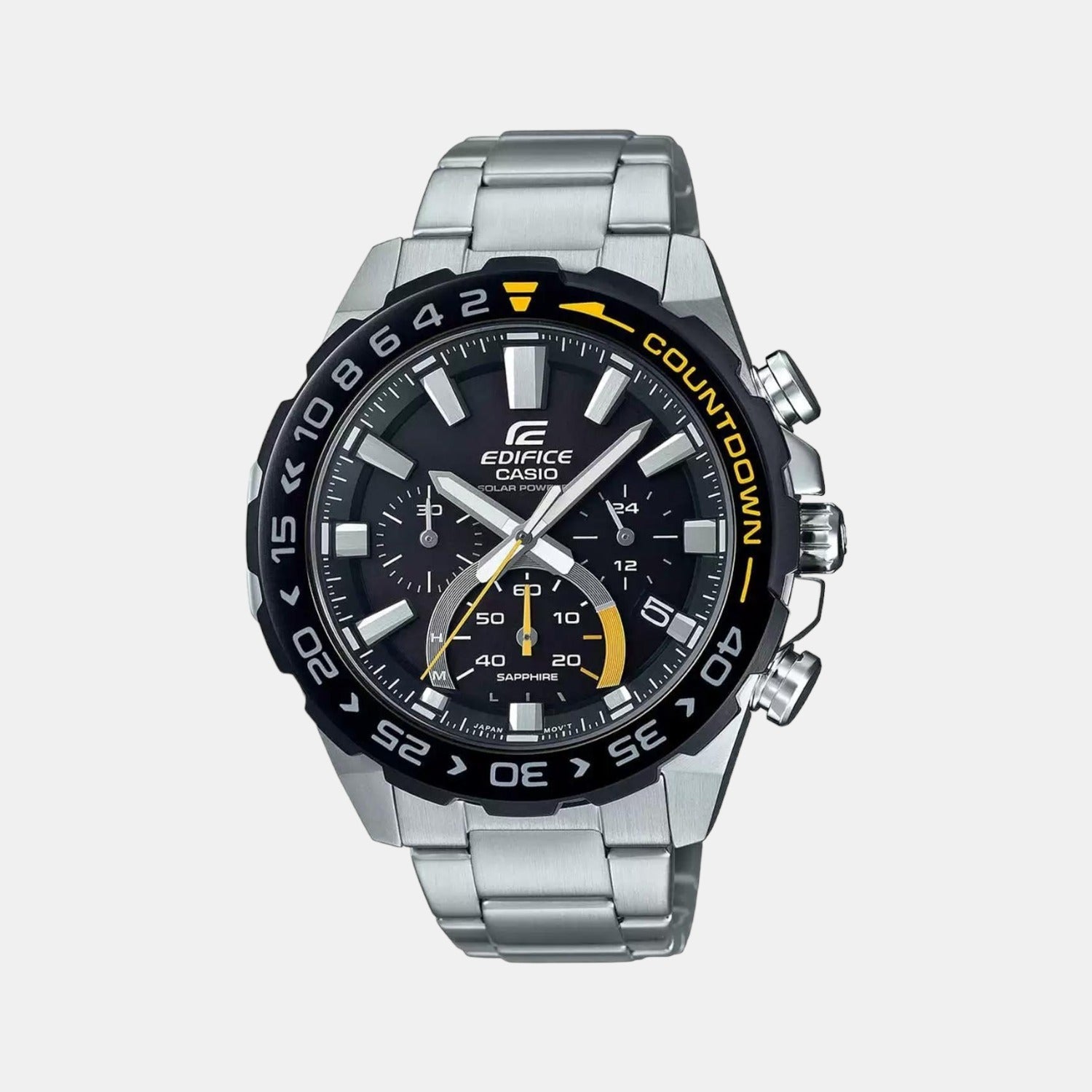 Casio Edifice Men Quartz Black Dial Chronograph Stainless Steel Watch ED475