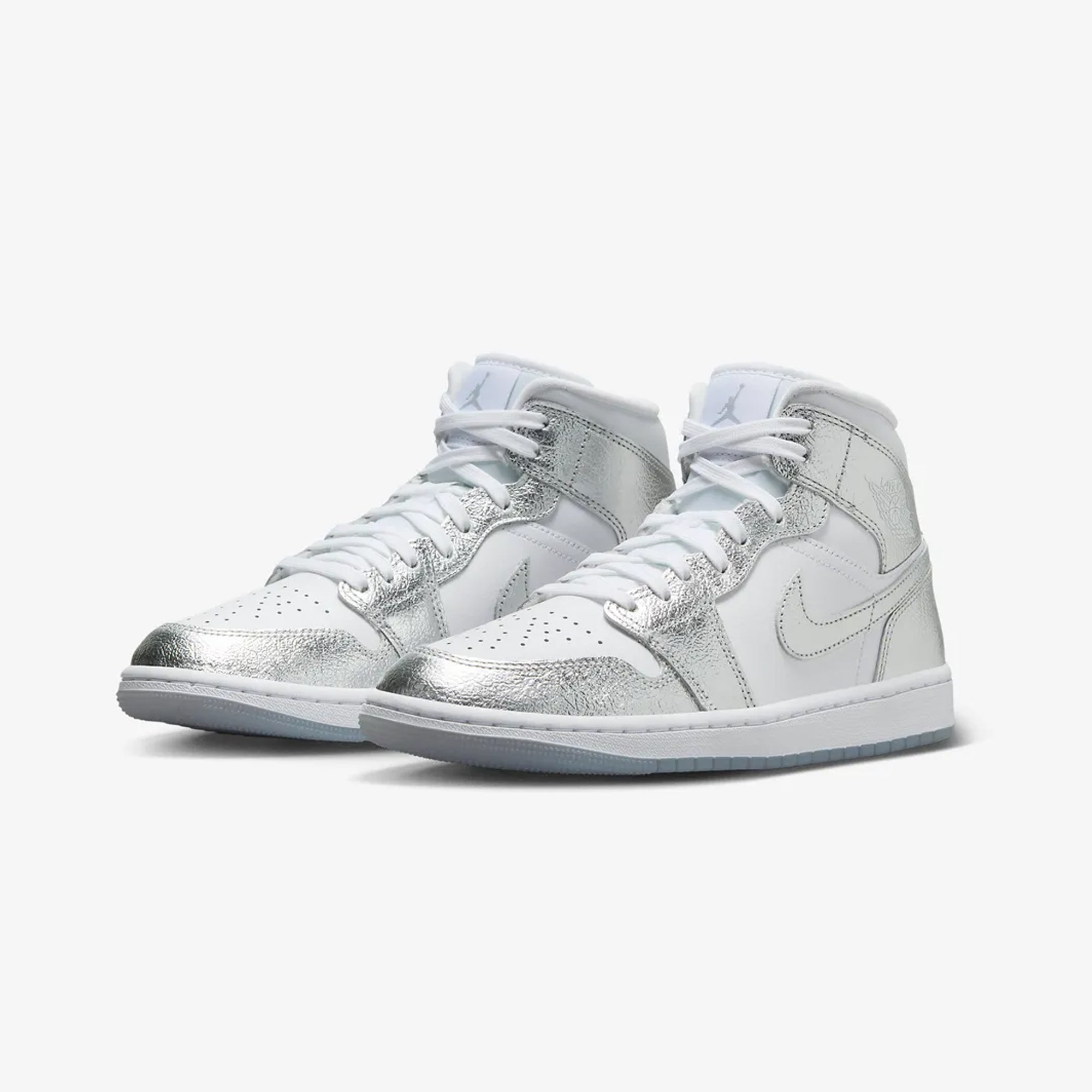 Jordan | AIR JORDAN 1 MID SE { WHITE/METALLIC SILVER-WOLF GREY - view 2