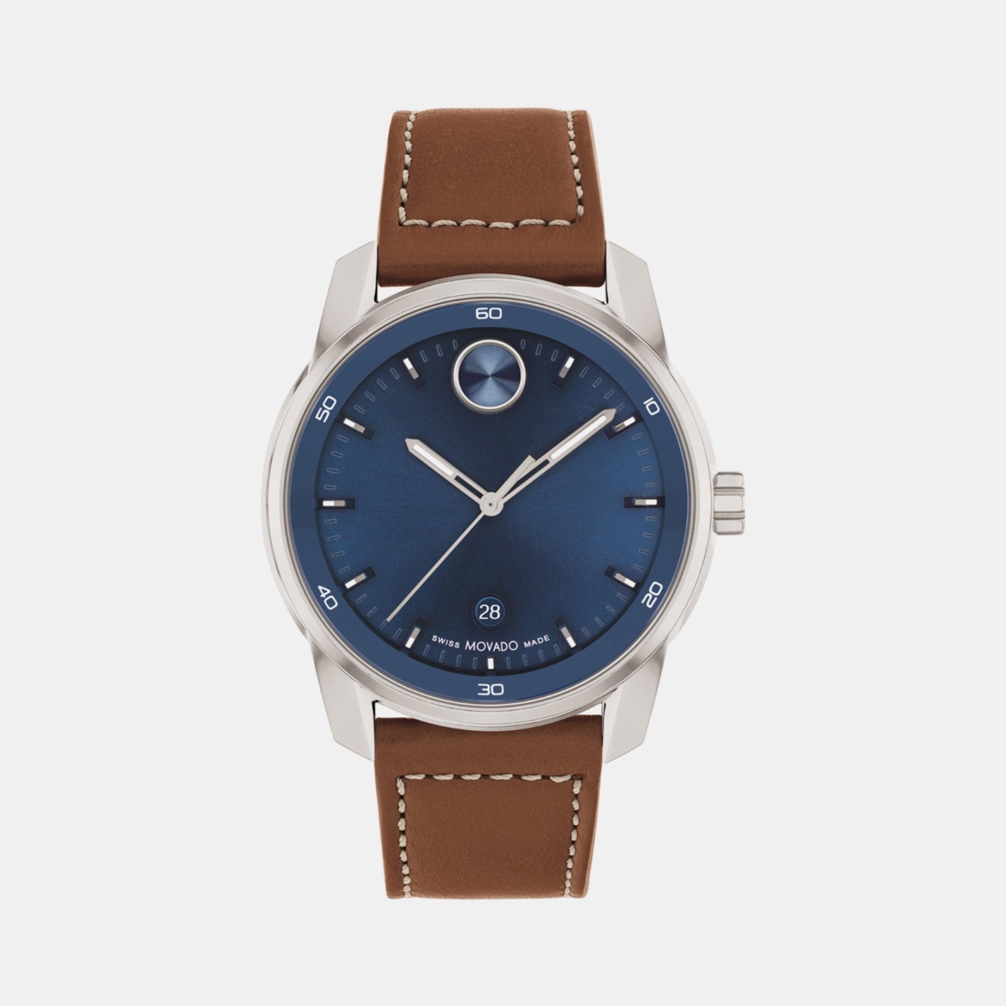 Movado Bold Men Quartz Blue Dial Analog Leather Watch 3600944