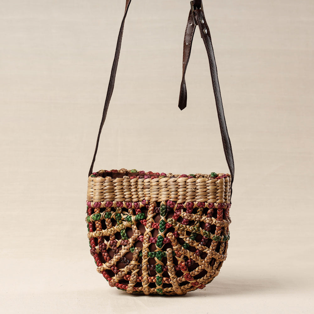 ITOKRI CRAFTS INITIATIVE Brown - Handmade Organic Water Hyacinth Sling Bag from Assam
