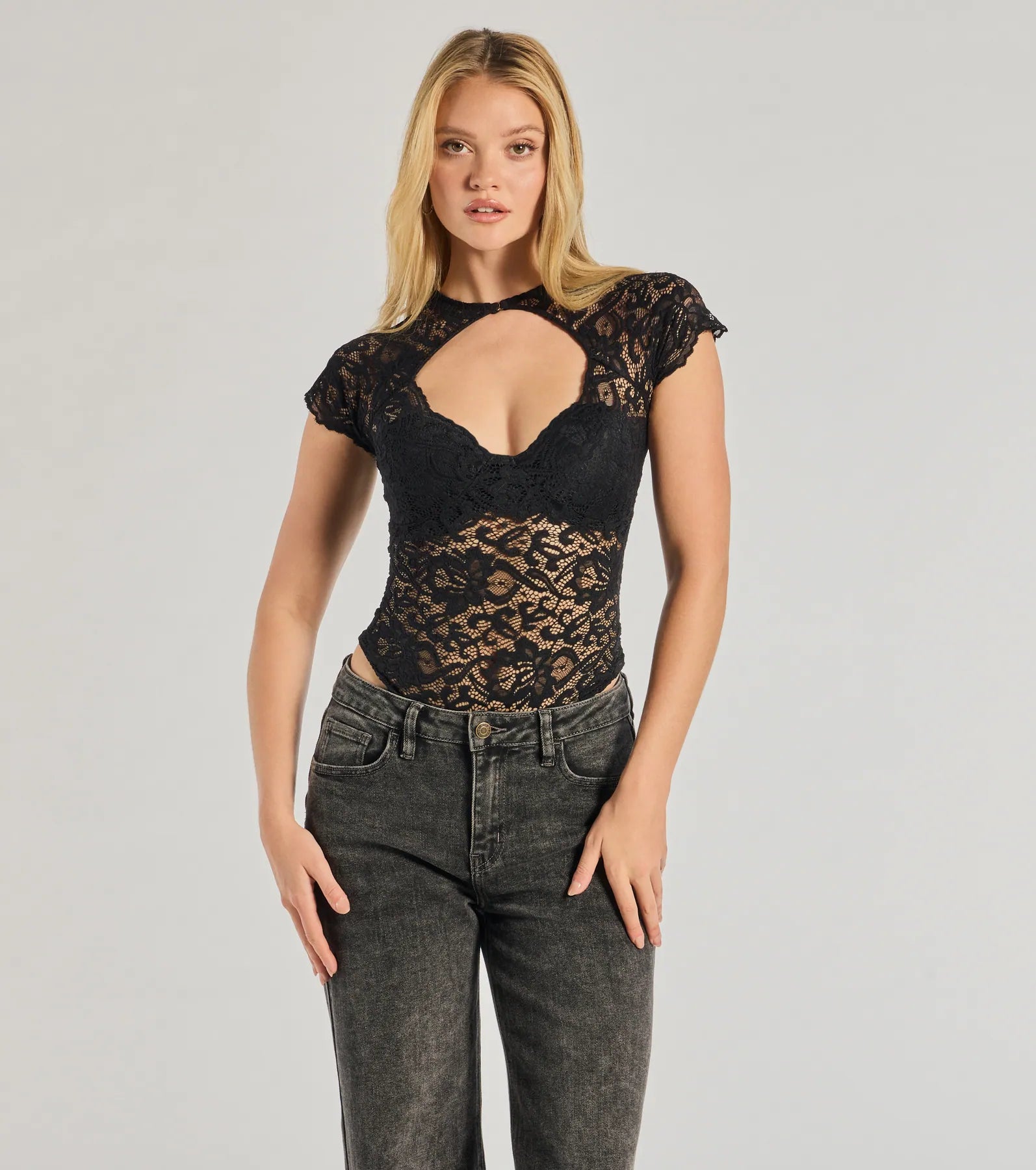 Windsor Sultry Glam Cutout Lace Bodysuit