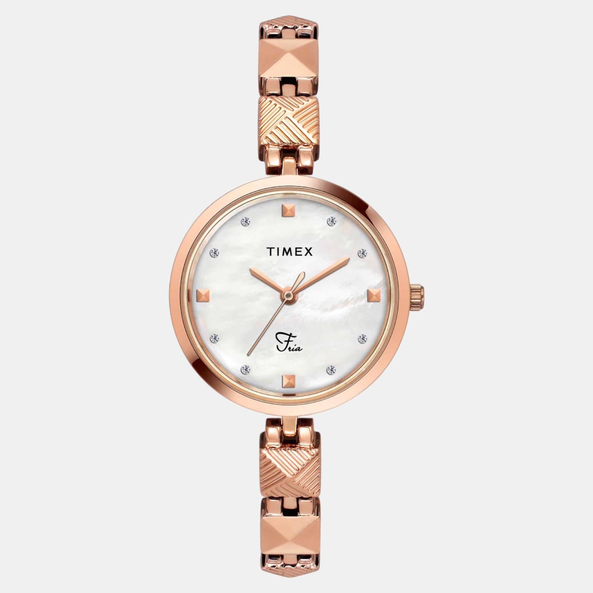 Timex Fria Women Quartz Mother Of Pearl Dial Analog Brass Watch TWEL18309