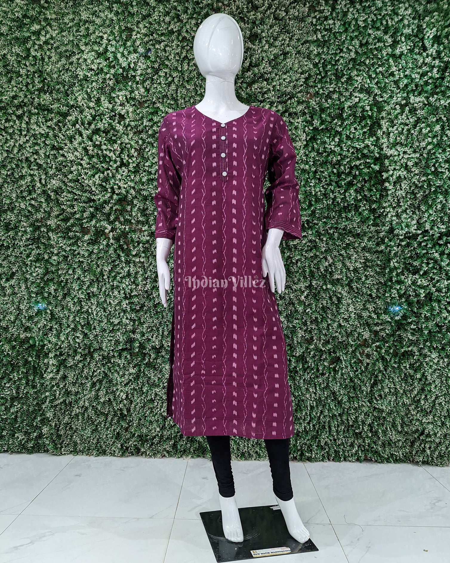 IndianVillèz Mulberry Purple Sambalpuri Odisha Ikat Designer Cotton Kurti for Women