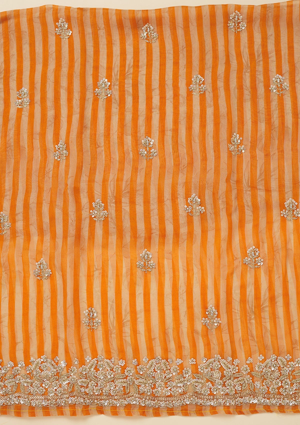 Koskii Orange Cutdana Semi Crepe Unstitched Salwar Suit - view 4