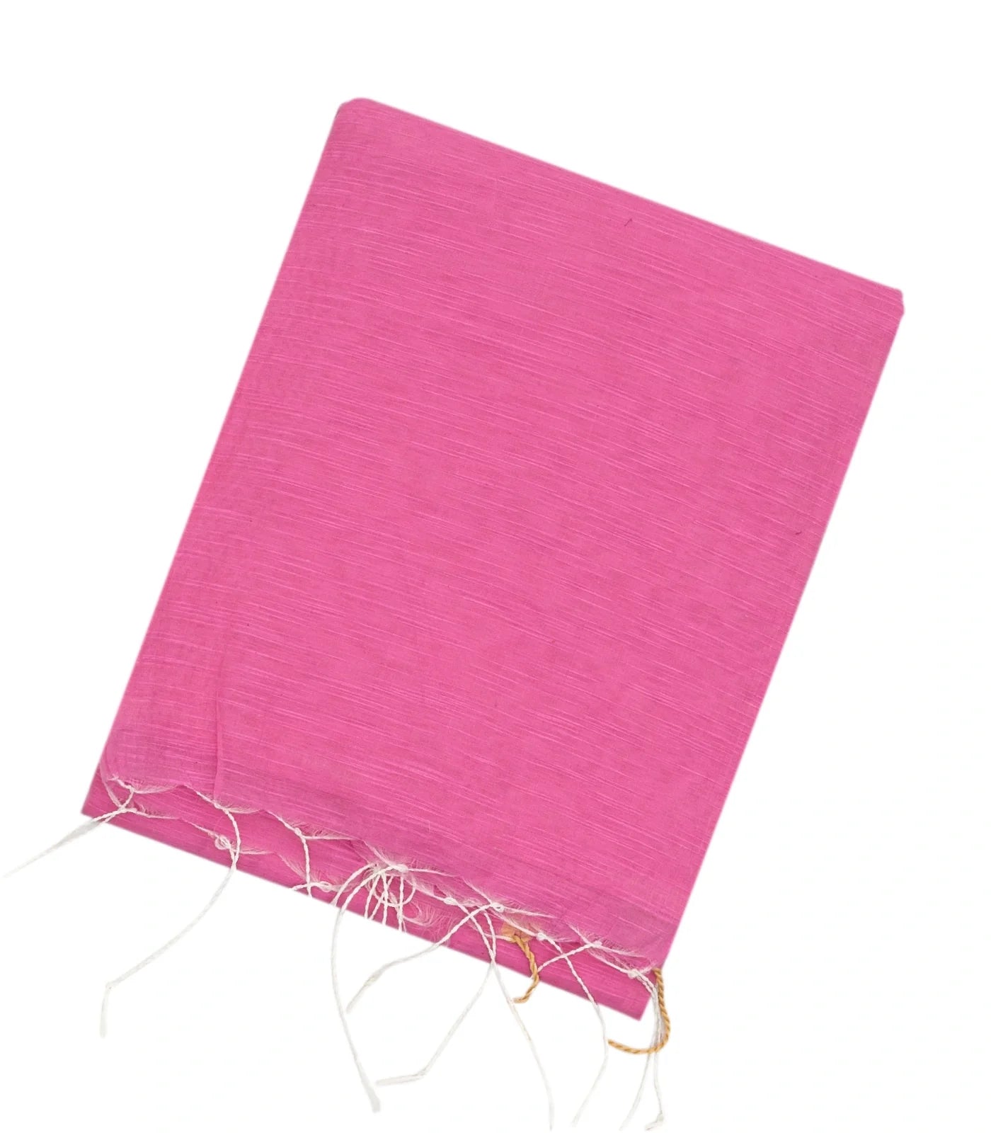 RmKV BubbleGum Pink Handloom Plain Bengal Cotton Saree With Printed Blouse