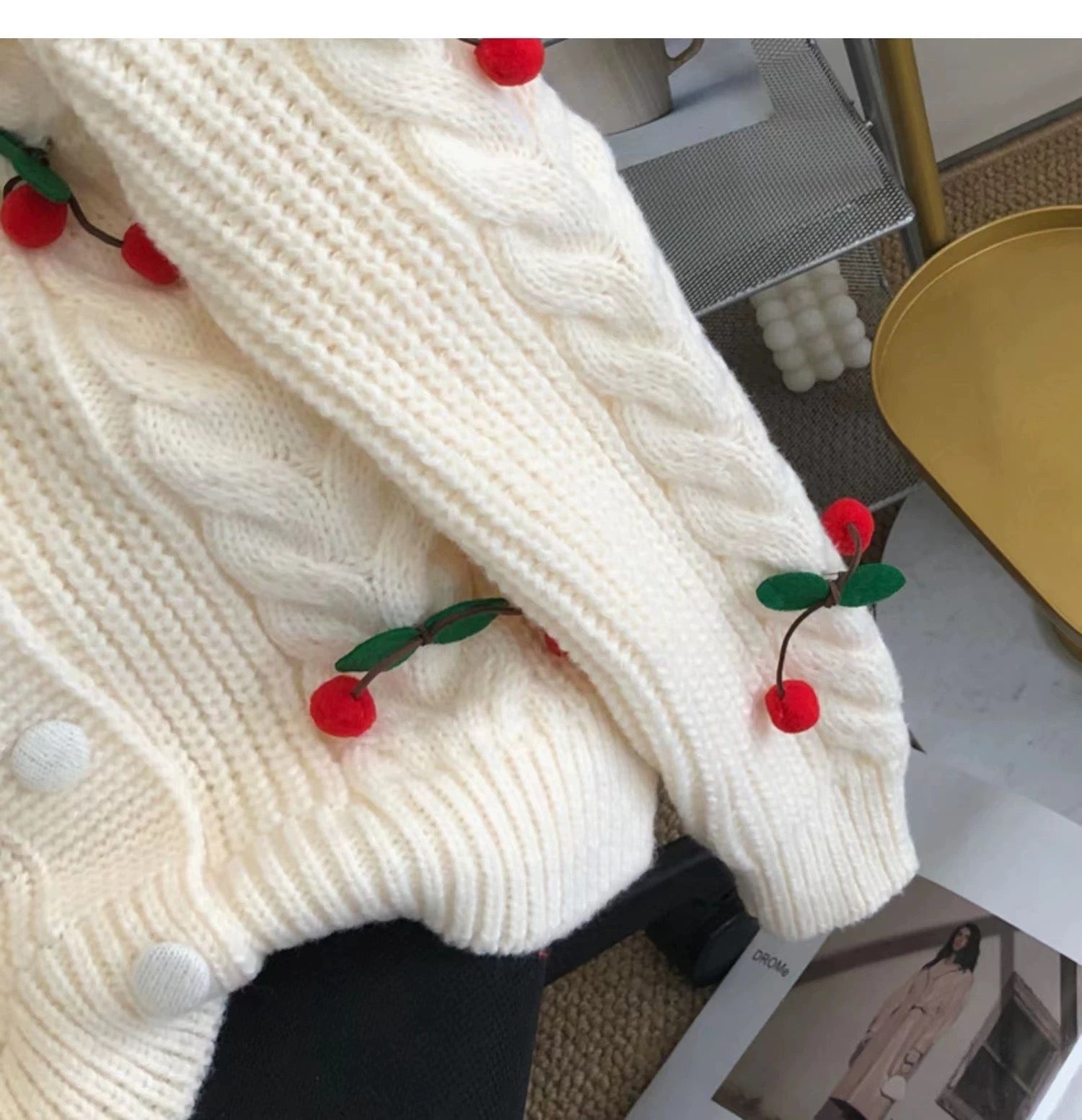 Alamode By Akanksha Alaine Statement Woolen Sweater with Cherry Detail - view 3