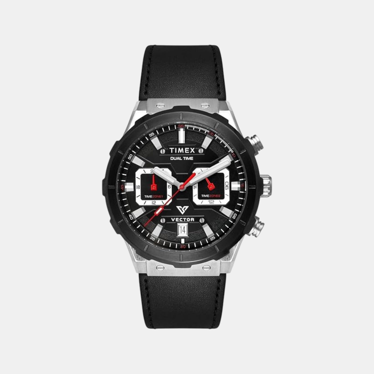 Timex E Class Men Quartz Black Dial Chronograph Leather Watch TWEG24800