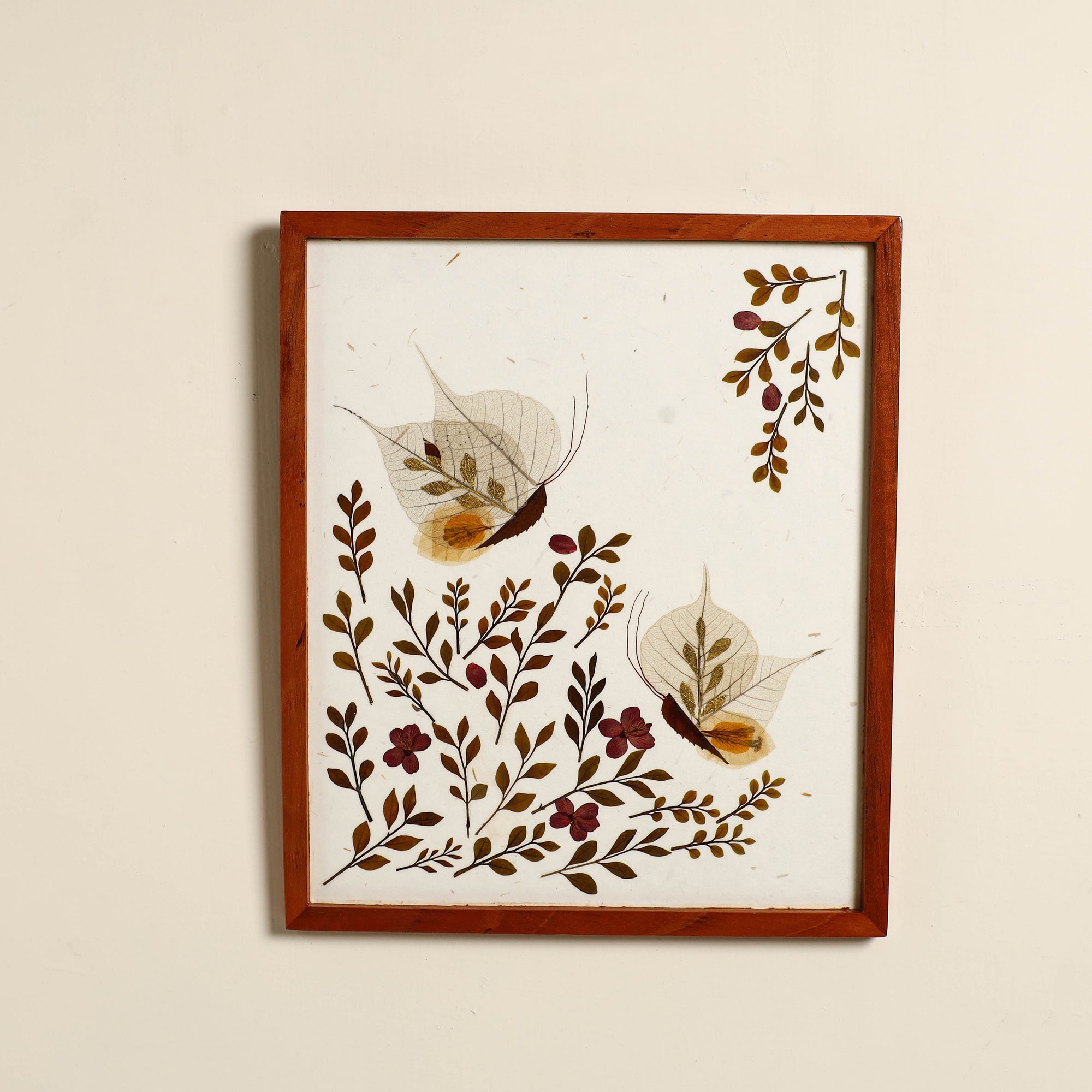 SHRADHANJALI - AN AUROVILLE UNIT 2 Butterfly - Flower Art Work Wooden Wall Frame (12.5 x 10 in) - view 2