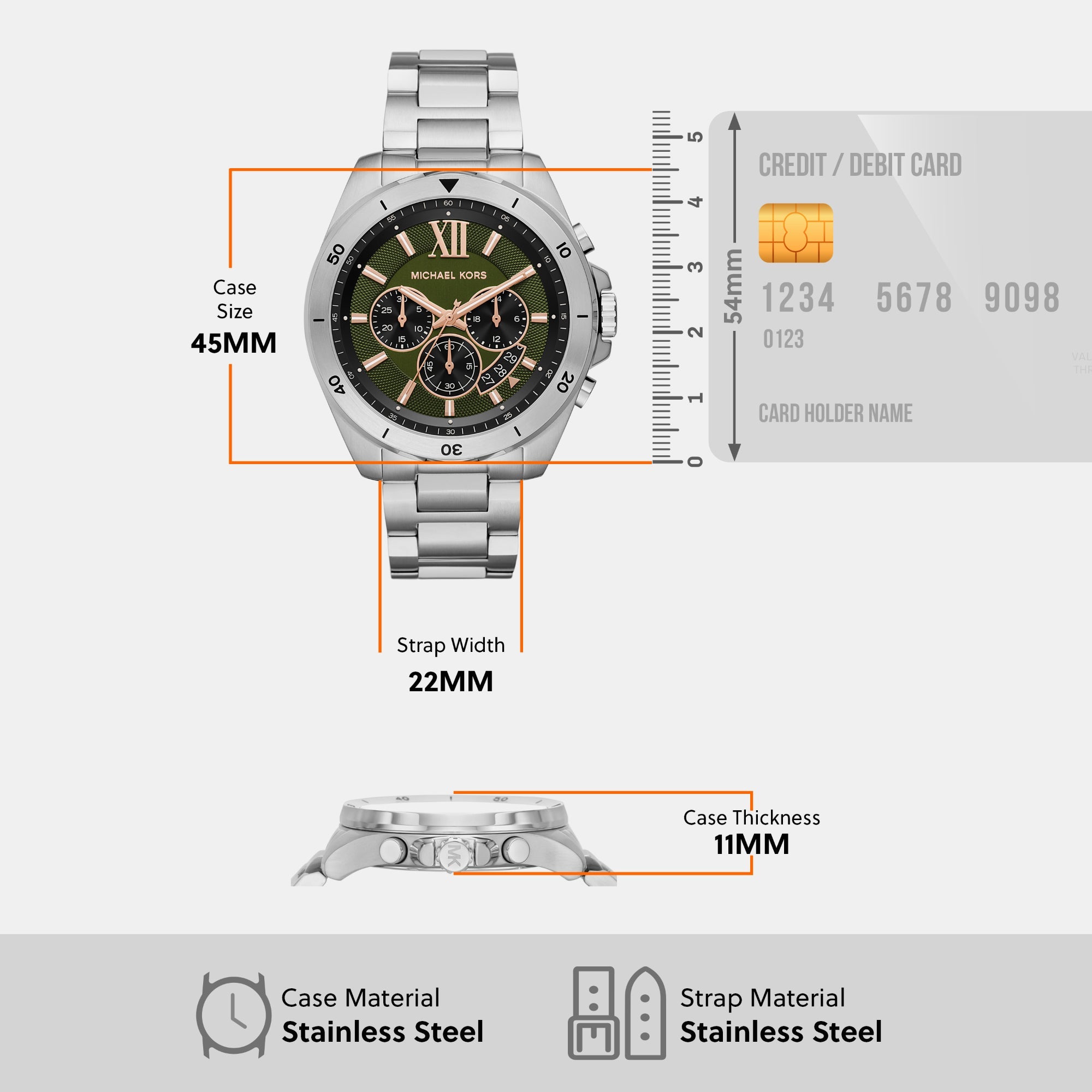 Michael Kors Brecken Men Quartz Green Dial Chronograph Stainless Steel Watch MK8984 - view 8