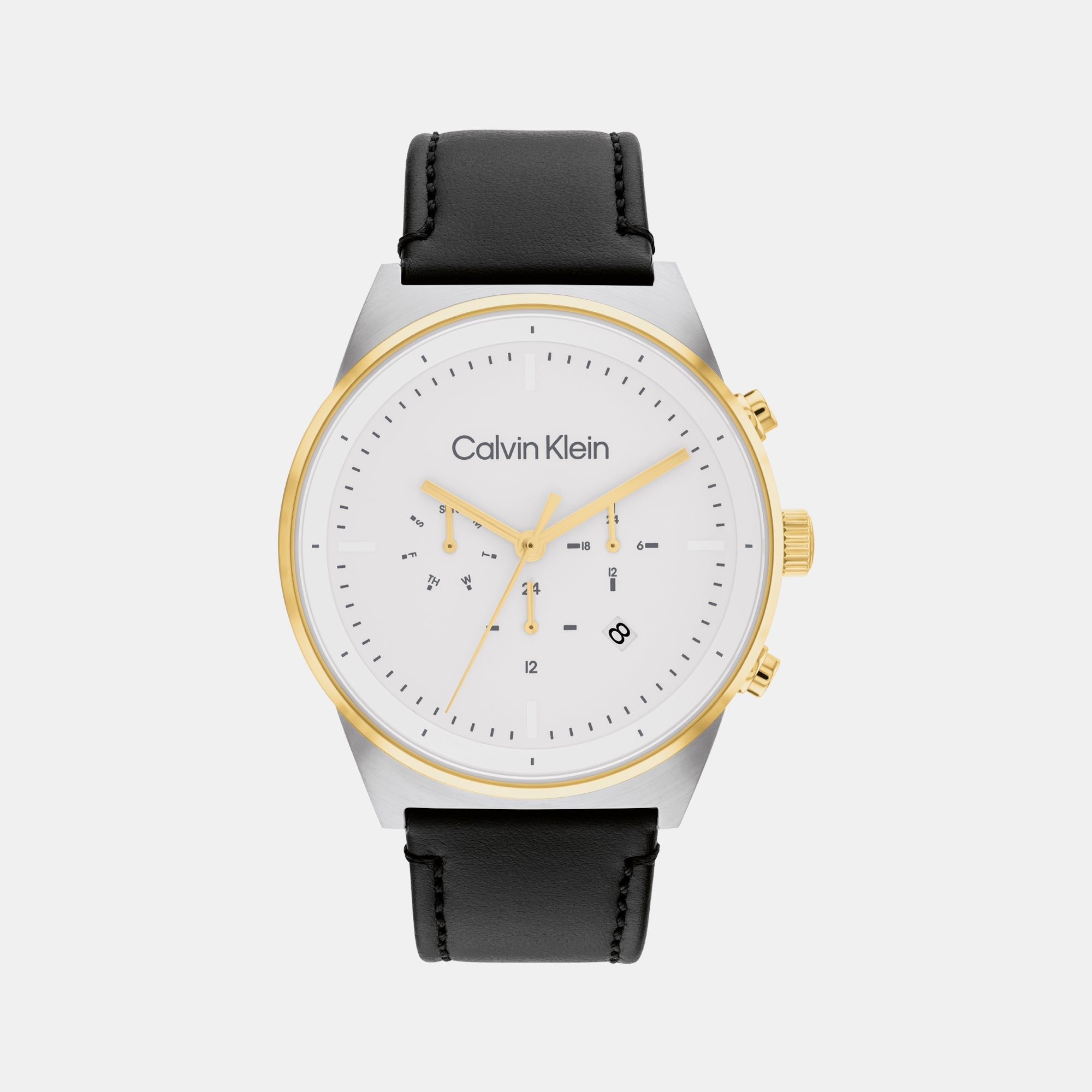 Calvin Klein Ck Impressive Men Quartz White Dial Chronograph Leather Watch 25200299
