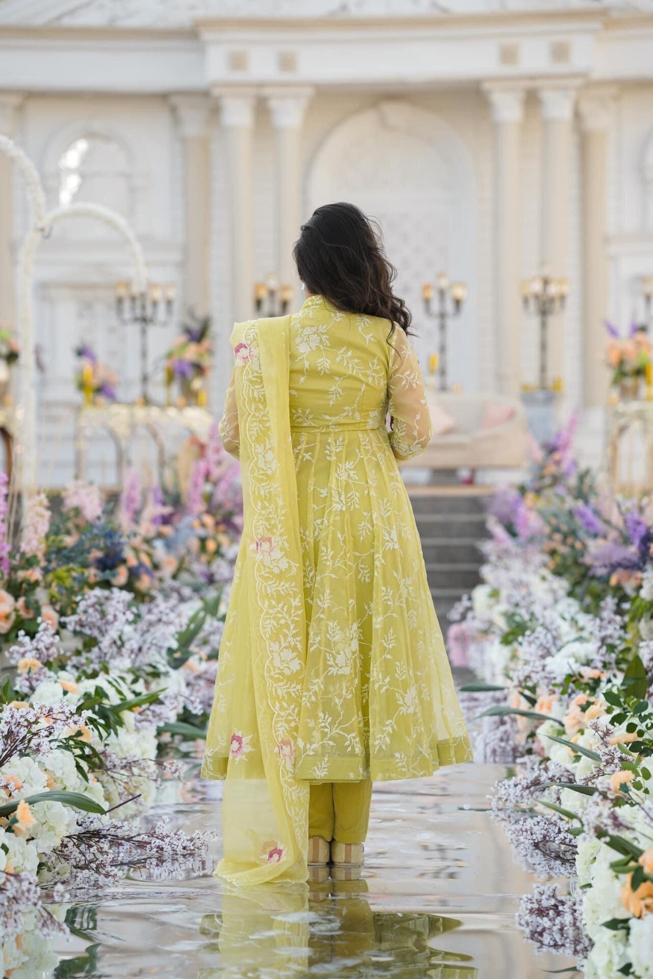 Idaho-o Faded yellow organza suit set - view 5