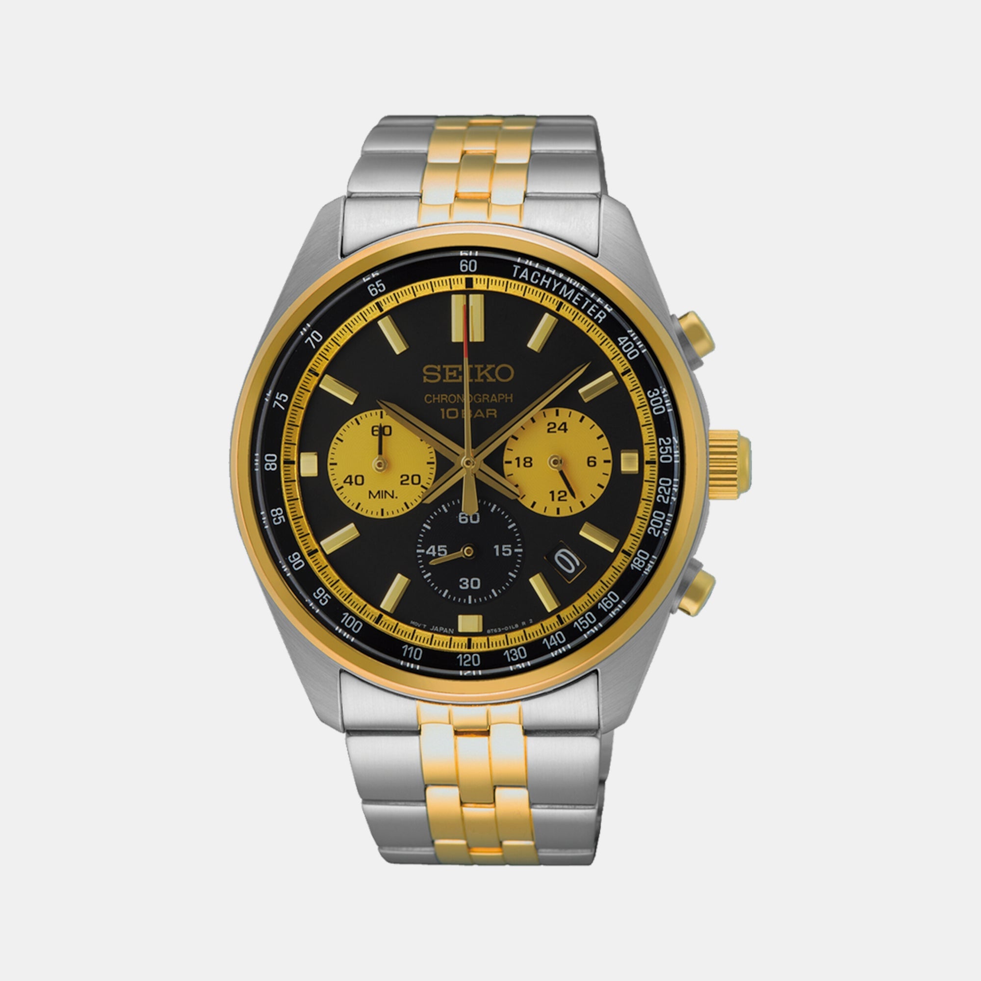 Seiko Dress Men Quartz Black Dial Chronograph Stainless Steel Watch SSB430P1