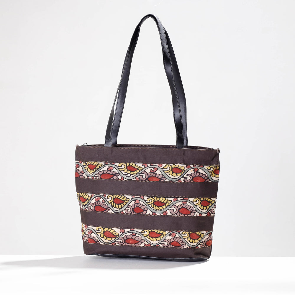 DWARAKA PLUS Black - Shoulder Bag - Handpainted Kalamkari Natural Dyed Cotton
