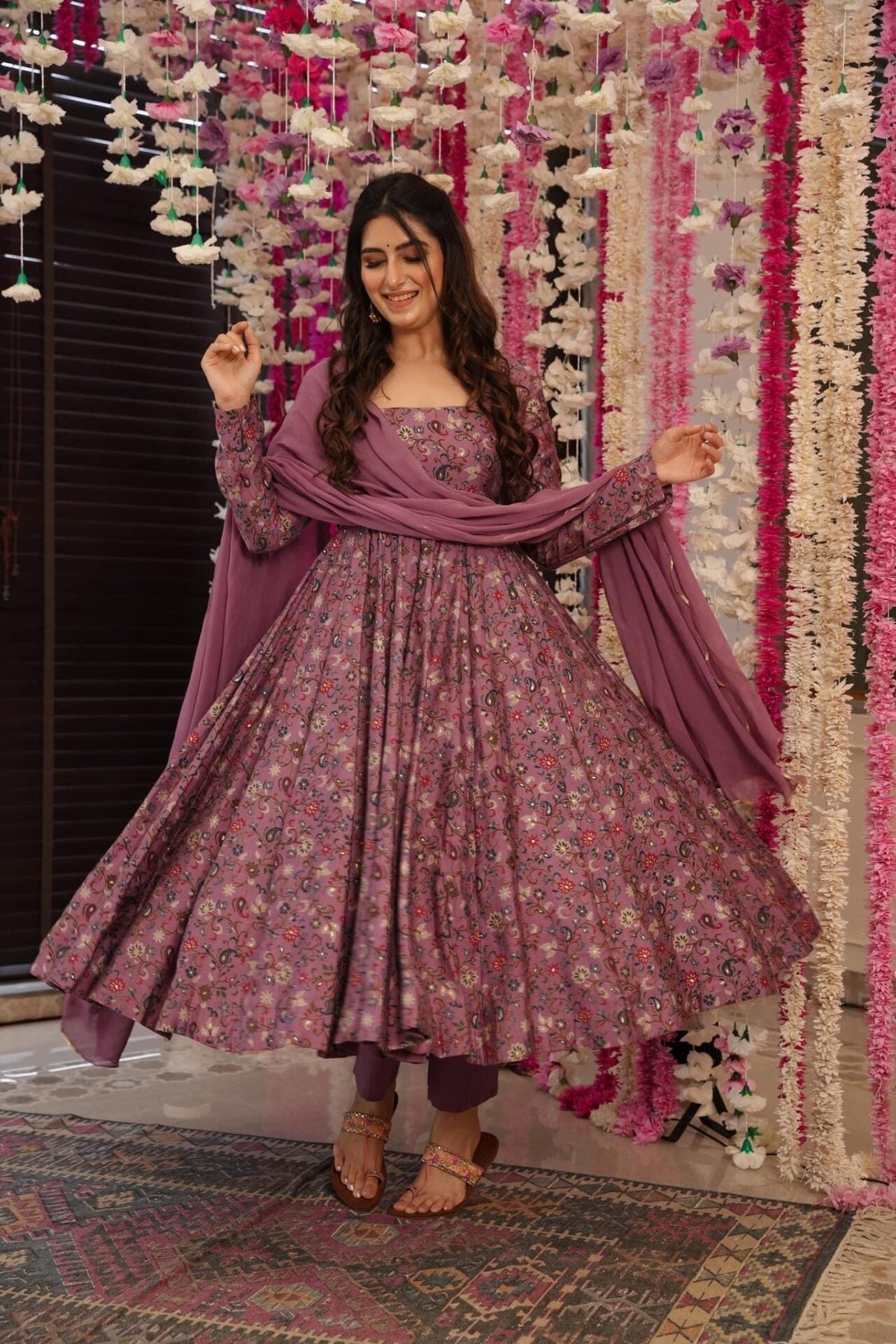Idaho-o Joy purple muslin suit set
