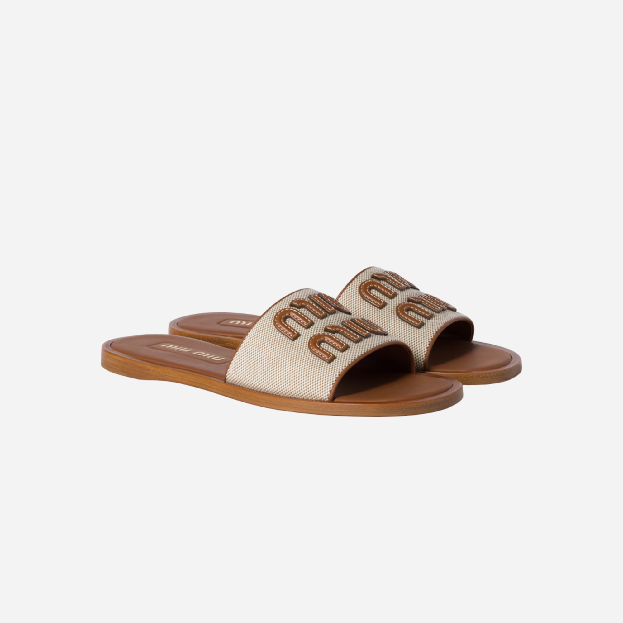 Miu Miu Canvas and Leather Slides - view 2