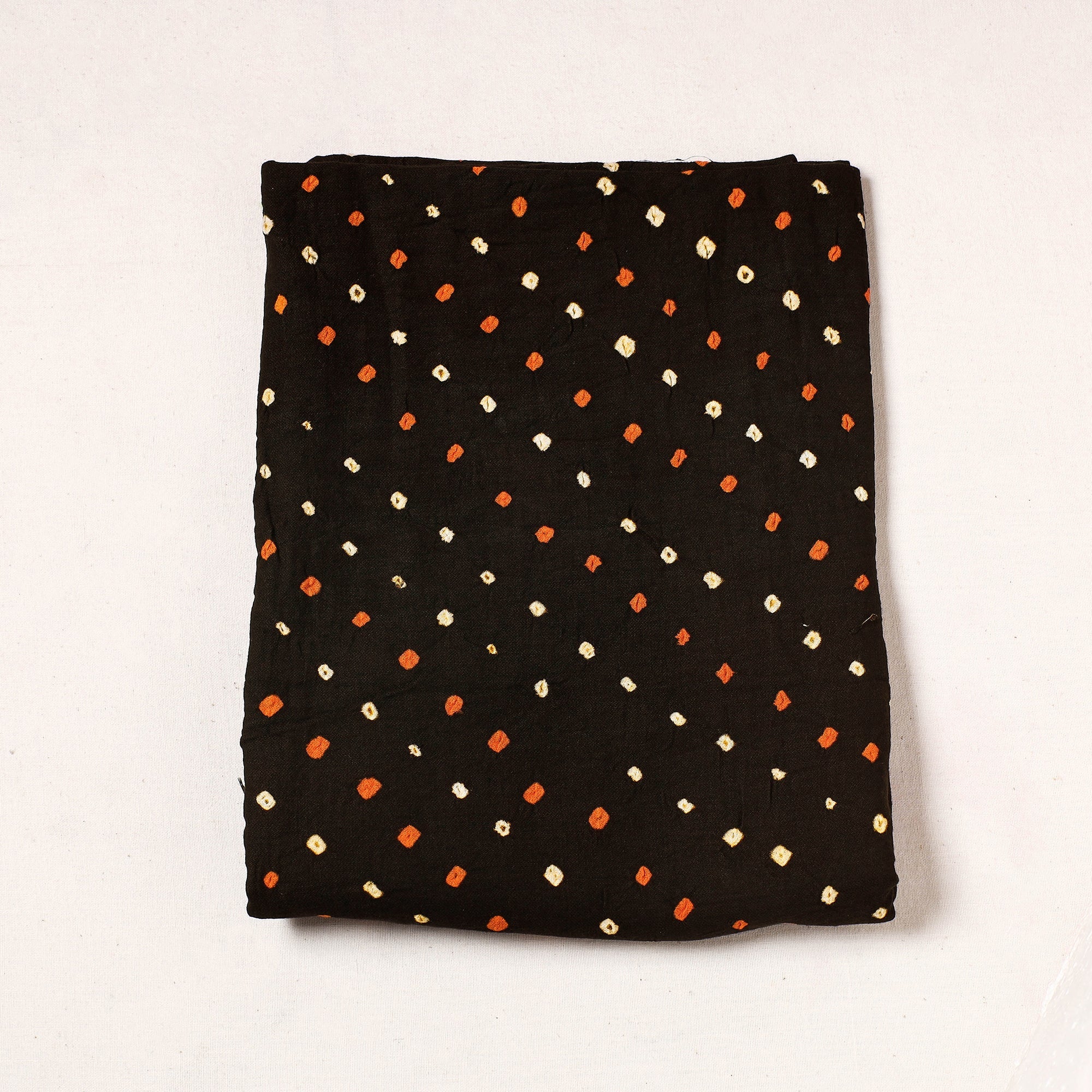 KACHCHH JI CHHAAP Black - Kutch Bandhani Tie-Dye Satin Cotton Precut Fabric
