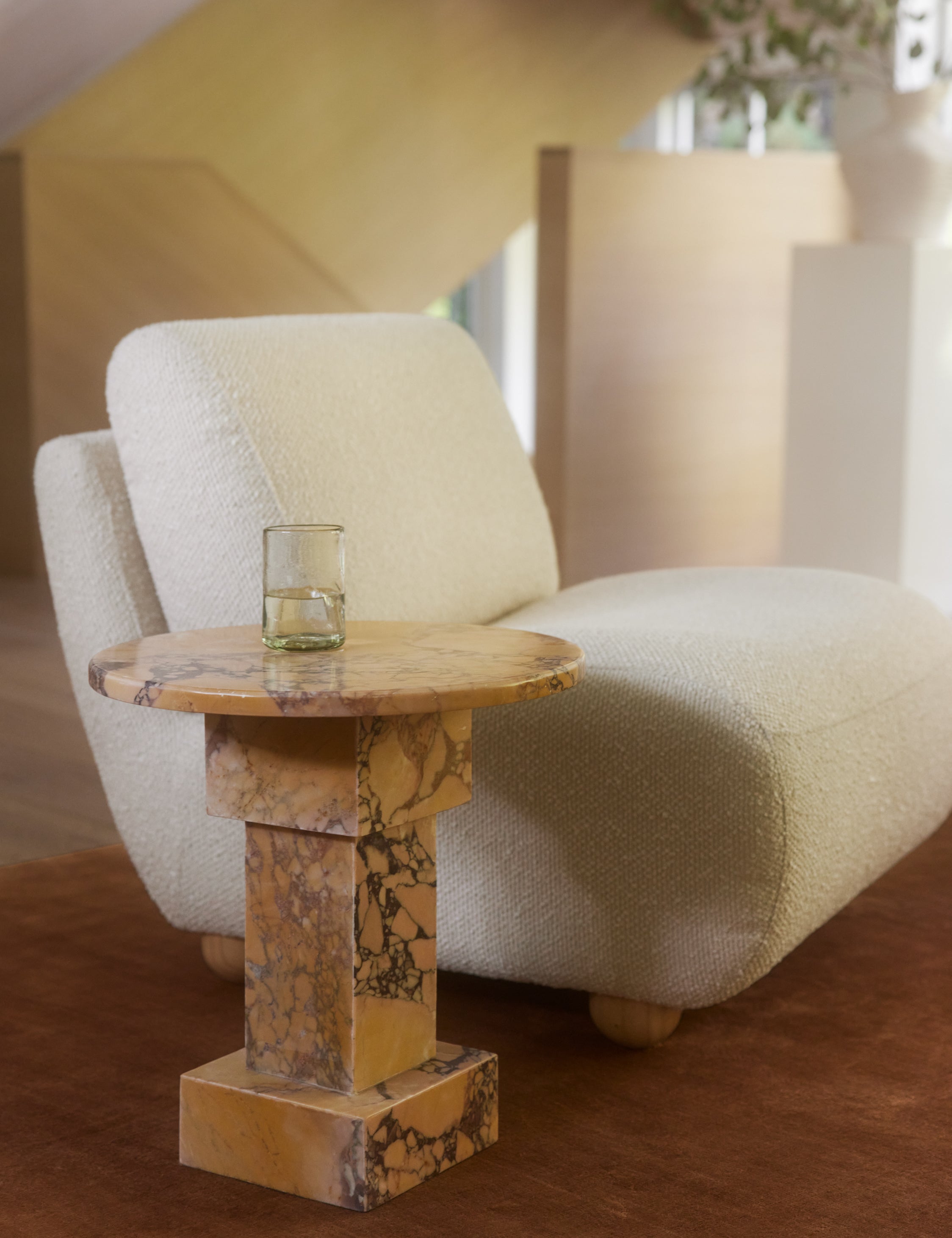Lulu and Georgia Potts Round Side Table – Orange Marble - view 2