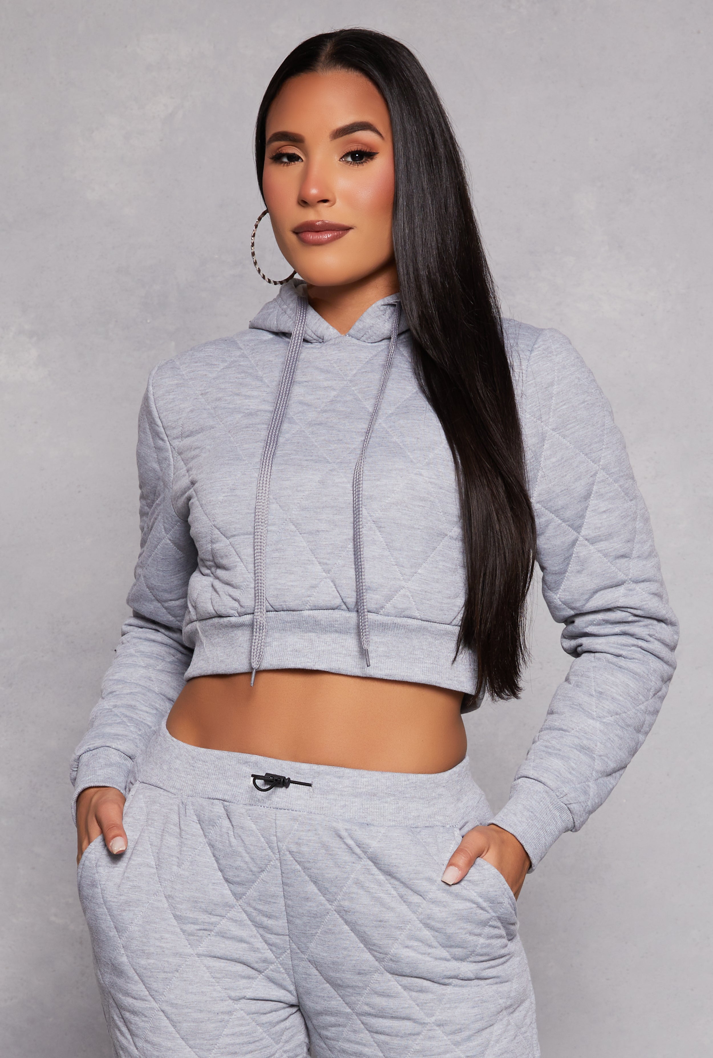Rainbow Shops Quilted Cropped Hoodie – Women's