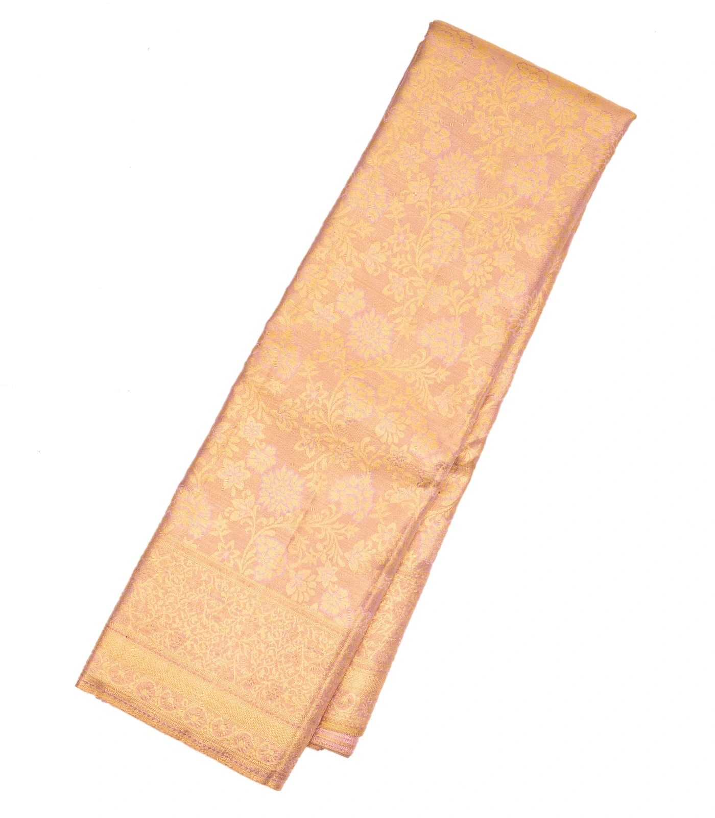 RmKV Baby Pink Handloom Kanchipuram Tissue Silk Saree With Floral Motifs