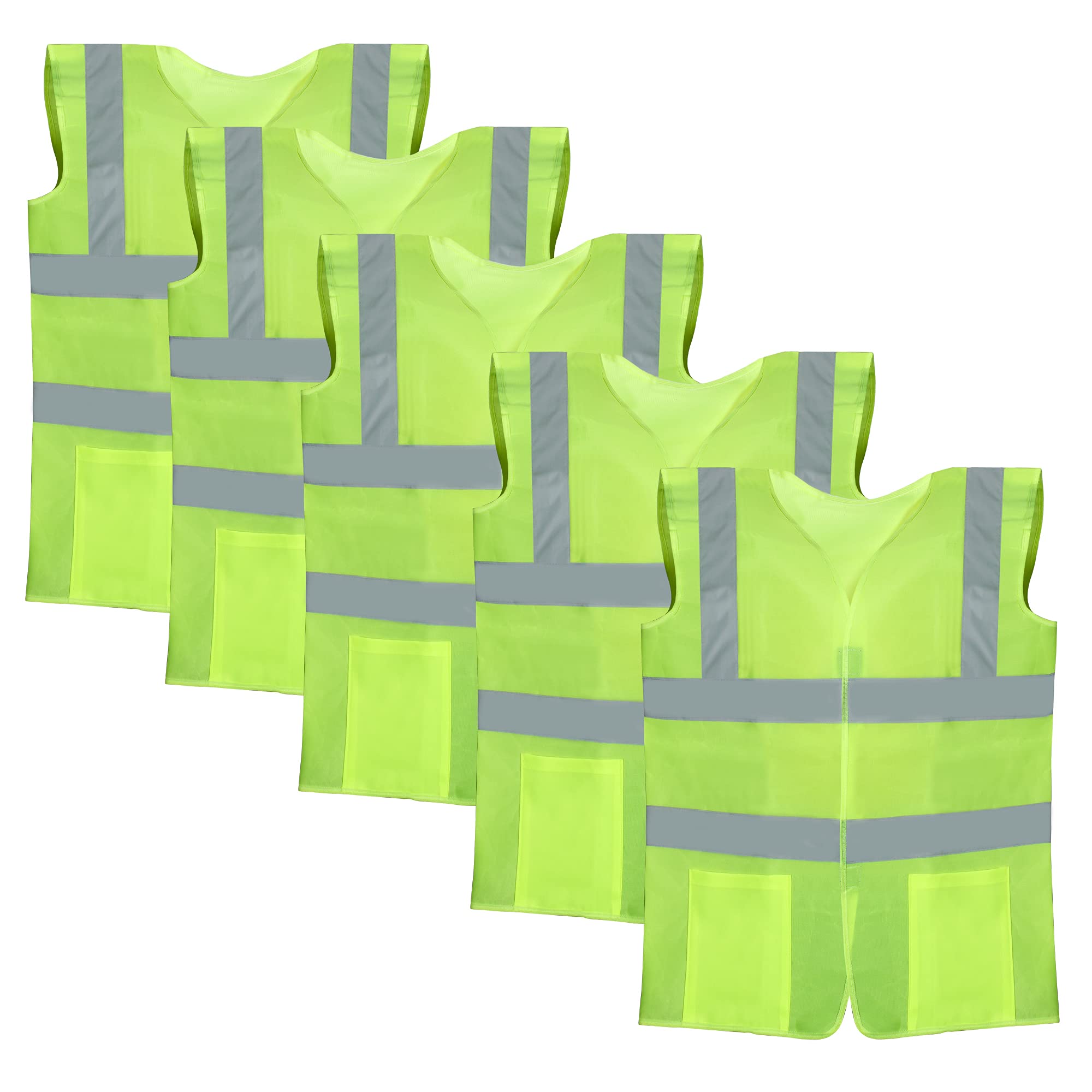 THE CLOWNFISH Unisex-Adult Pack Of 5 Hi-Vis Reflective Safety Vest Unisex Polyester Casual Style Workwear Jacket Safety Coat With Reflective Tape For 