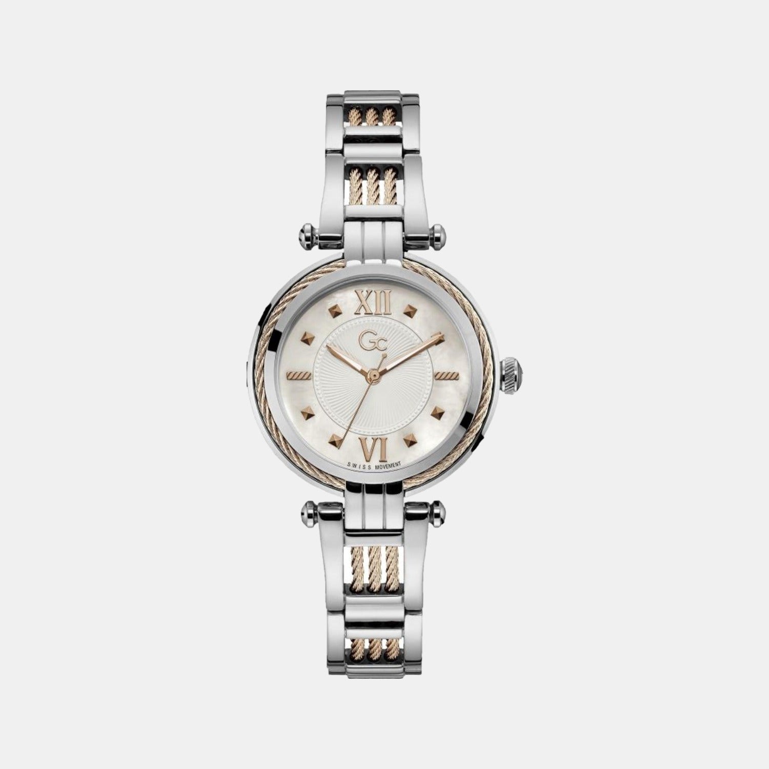 GC CableBijou Women Quartz White Dial Analog Stainless Steel Watch Y56003L1MF