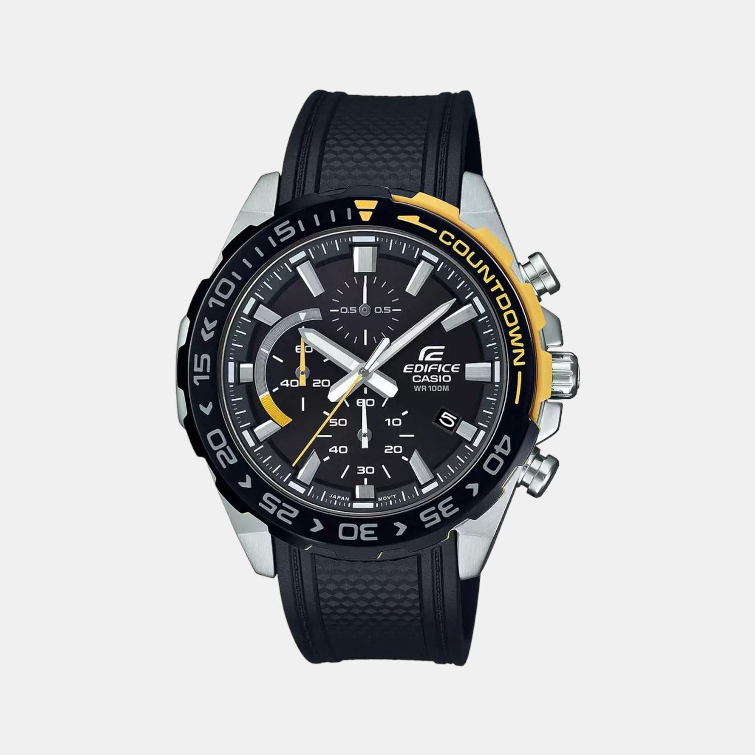 Casio Edifice Men Quartz Black Dial Chronograph Leather Watch ED480